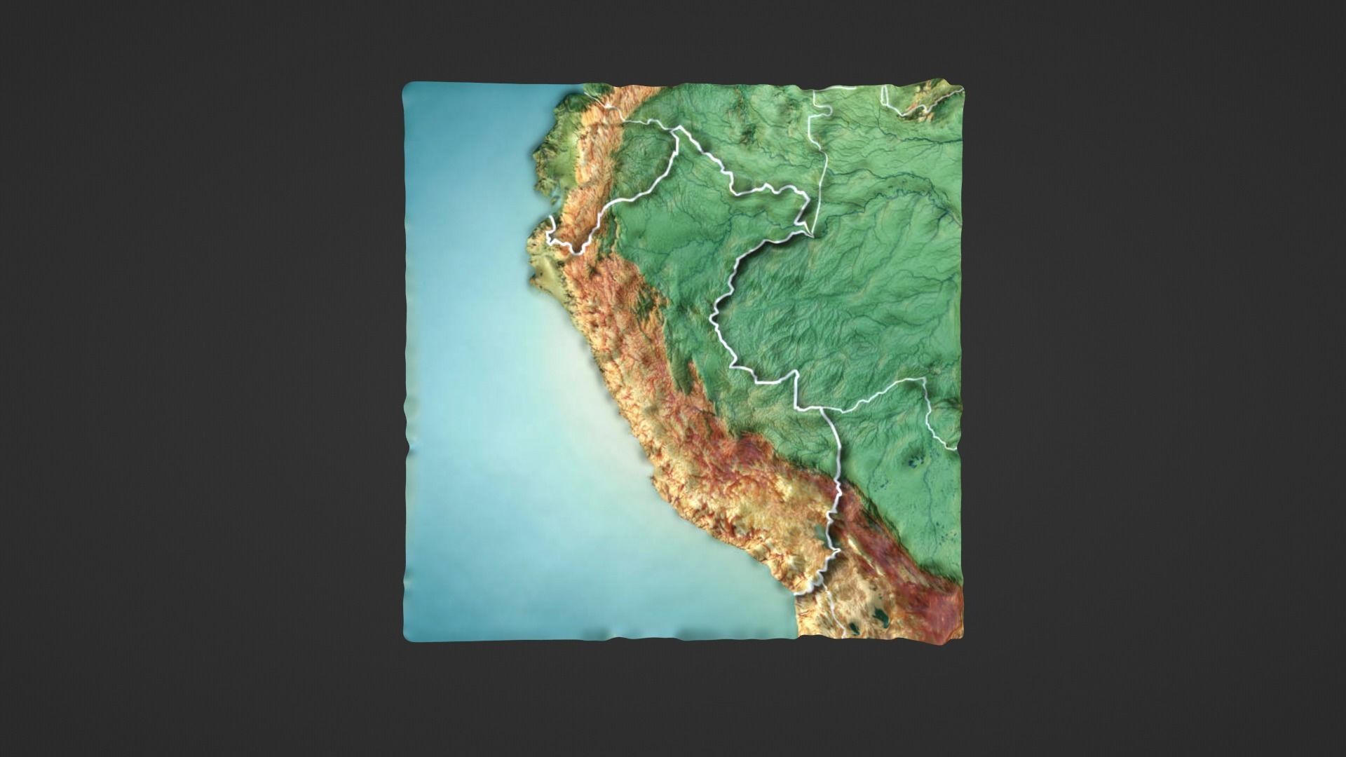 Peru Map Topography Low-poly 3D model_3
