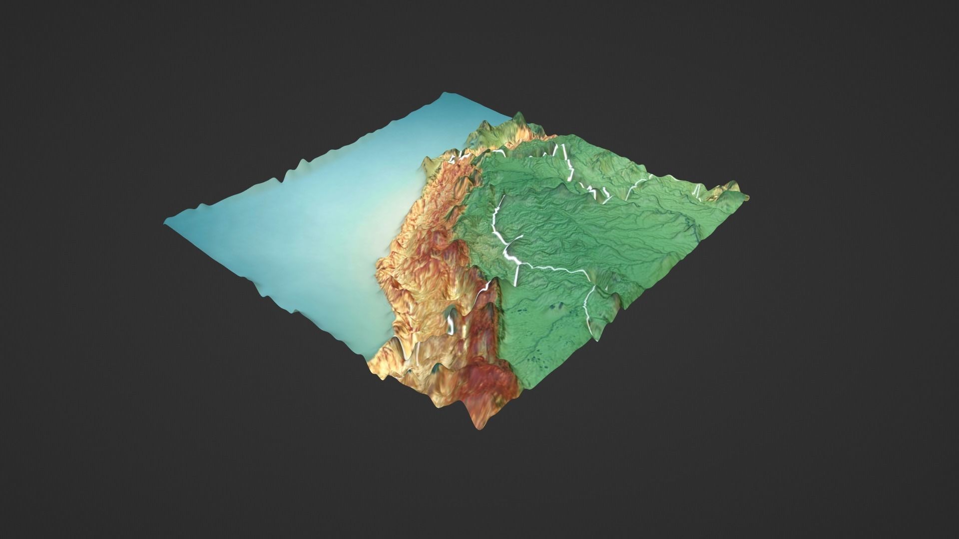 Peru Map Topography Low-poly 3D model_2