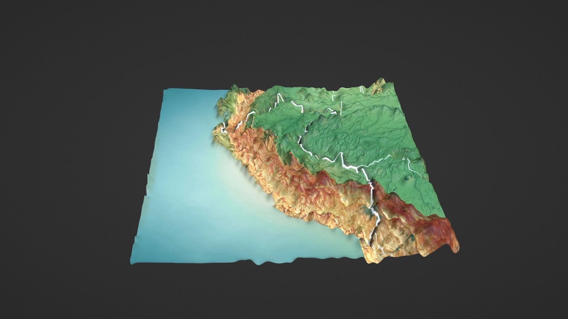 Peru Map Topography Low-poly 3D model_6