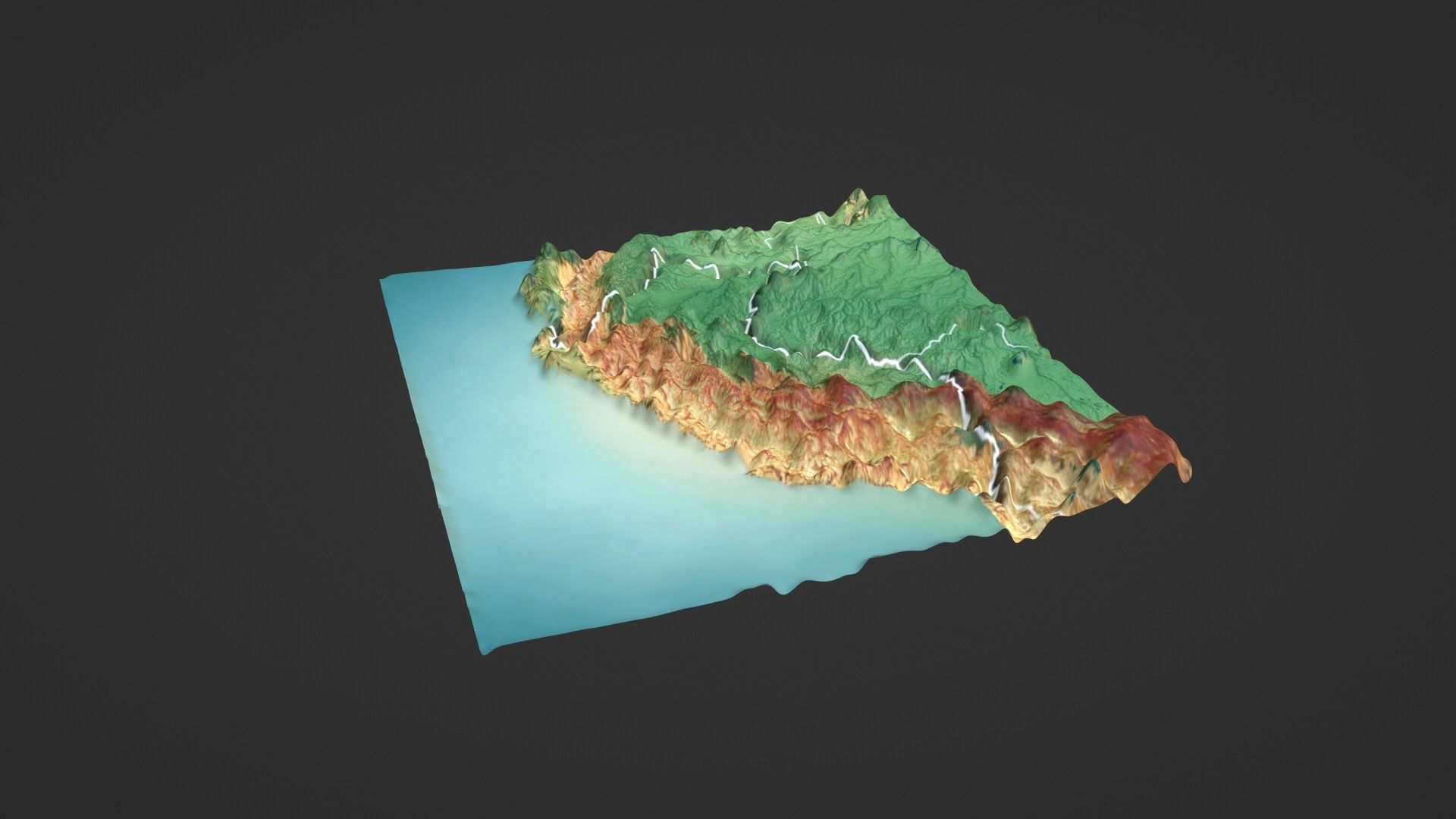 Peru Map Topography Low-poly 3D model_1