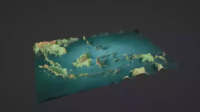 Southeast Asia Map Topography Low-poly 3D model