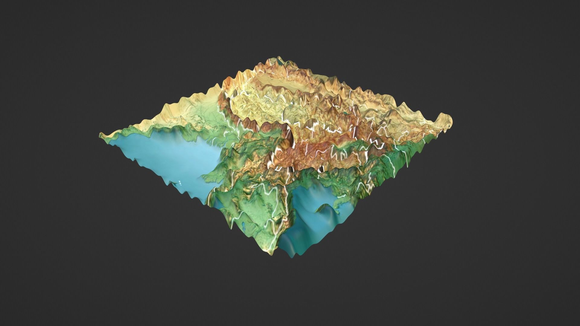 Southwest China Map Topography Low-poly 3D model_2
