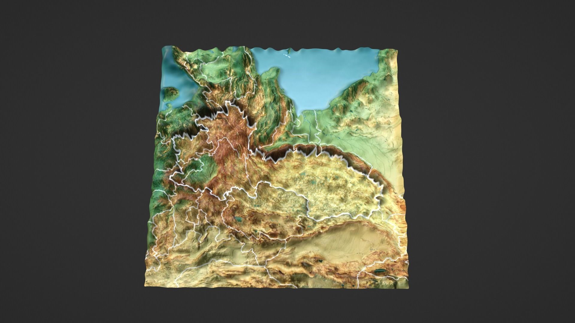 Southwest China Map Topography Low-poly 3D model_7