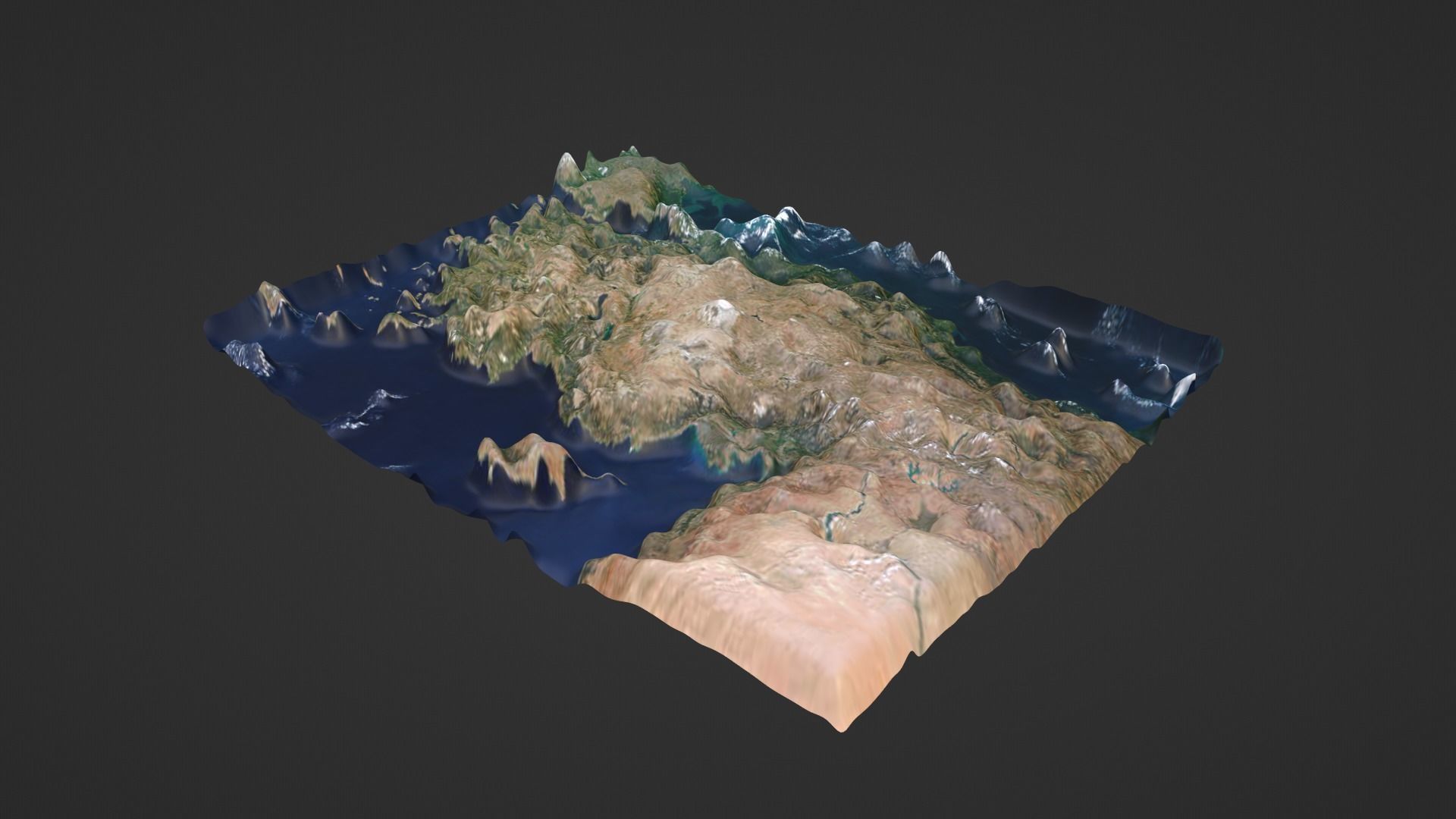 Turkey Map Topography Low-poly 3D model_2