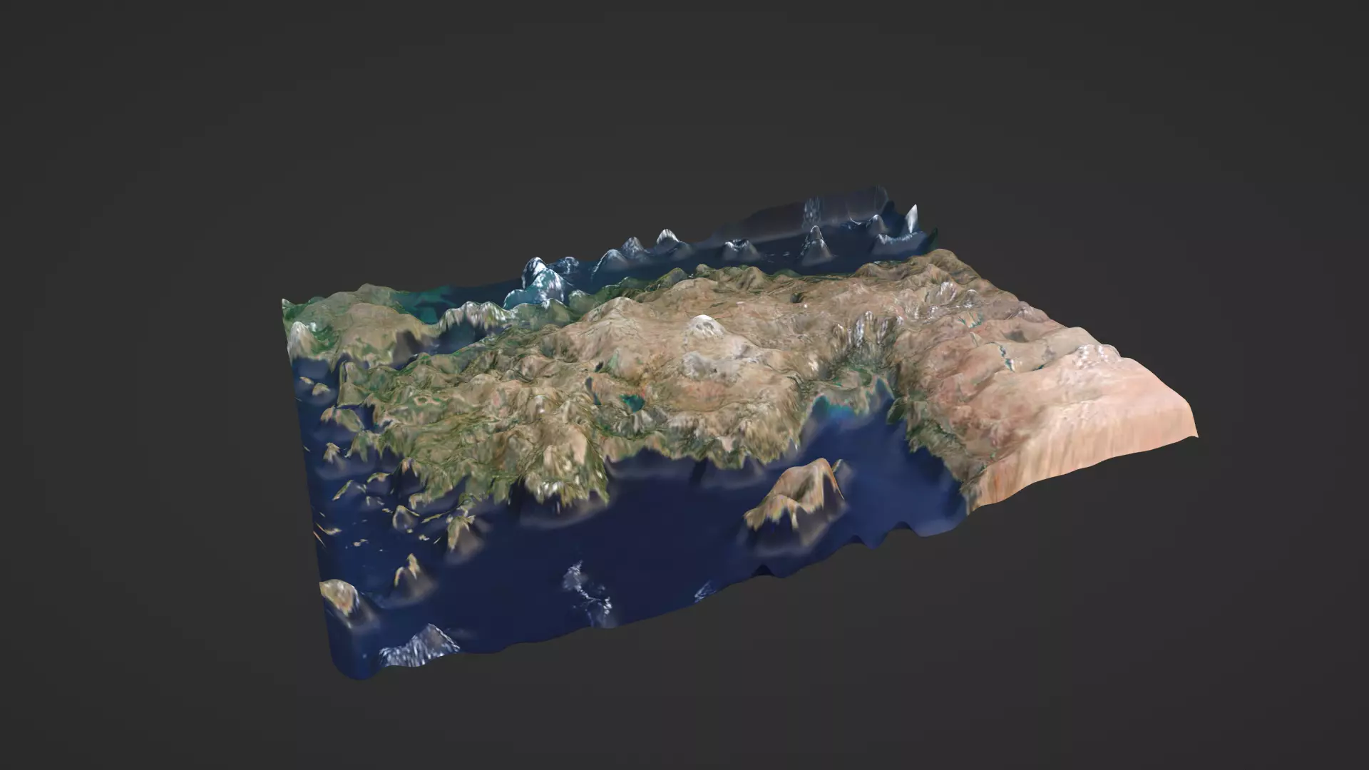 Turkey Map Topography Low-poly 3D model_0