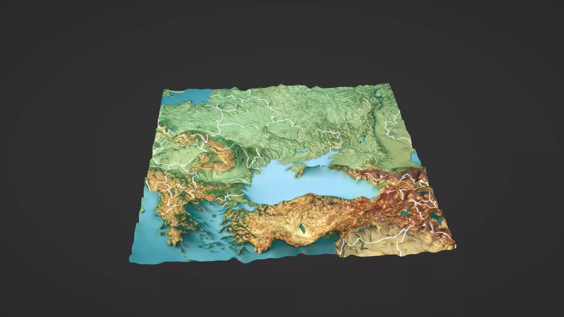 Ukraine Black Sea Map Topography Low-poly 3D model