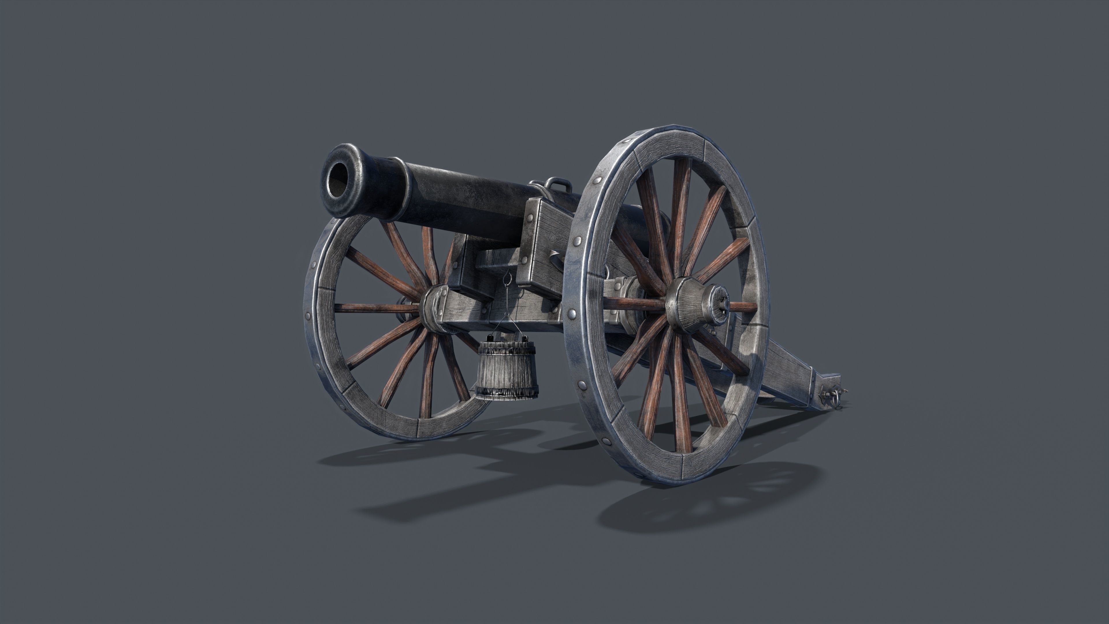 Medieval cannon Low-poly 3D model Low-poly 3D model_2