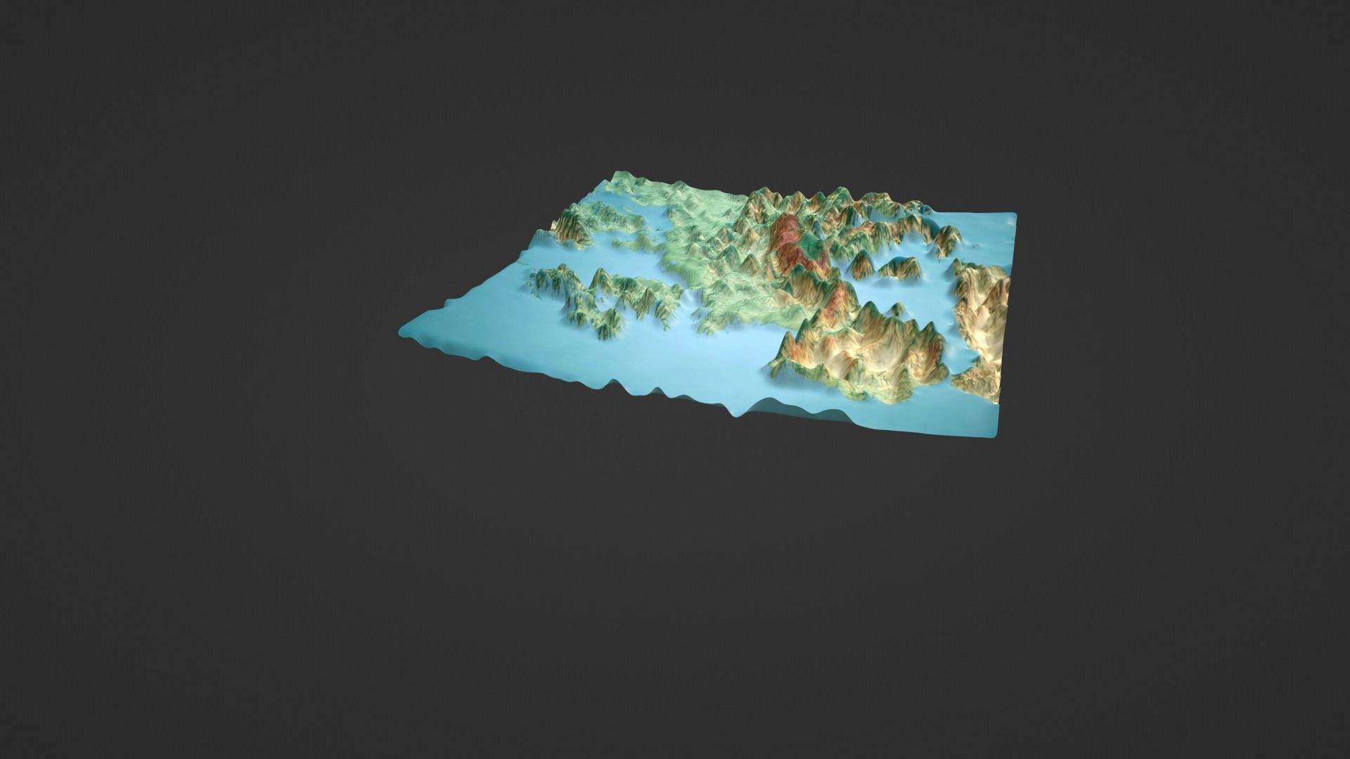 Western Europe Map Topography Low-poly 3D model_4