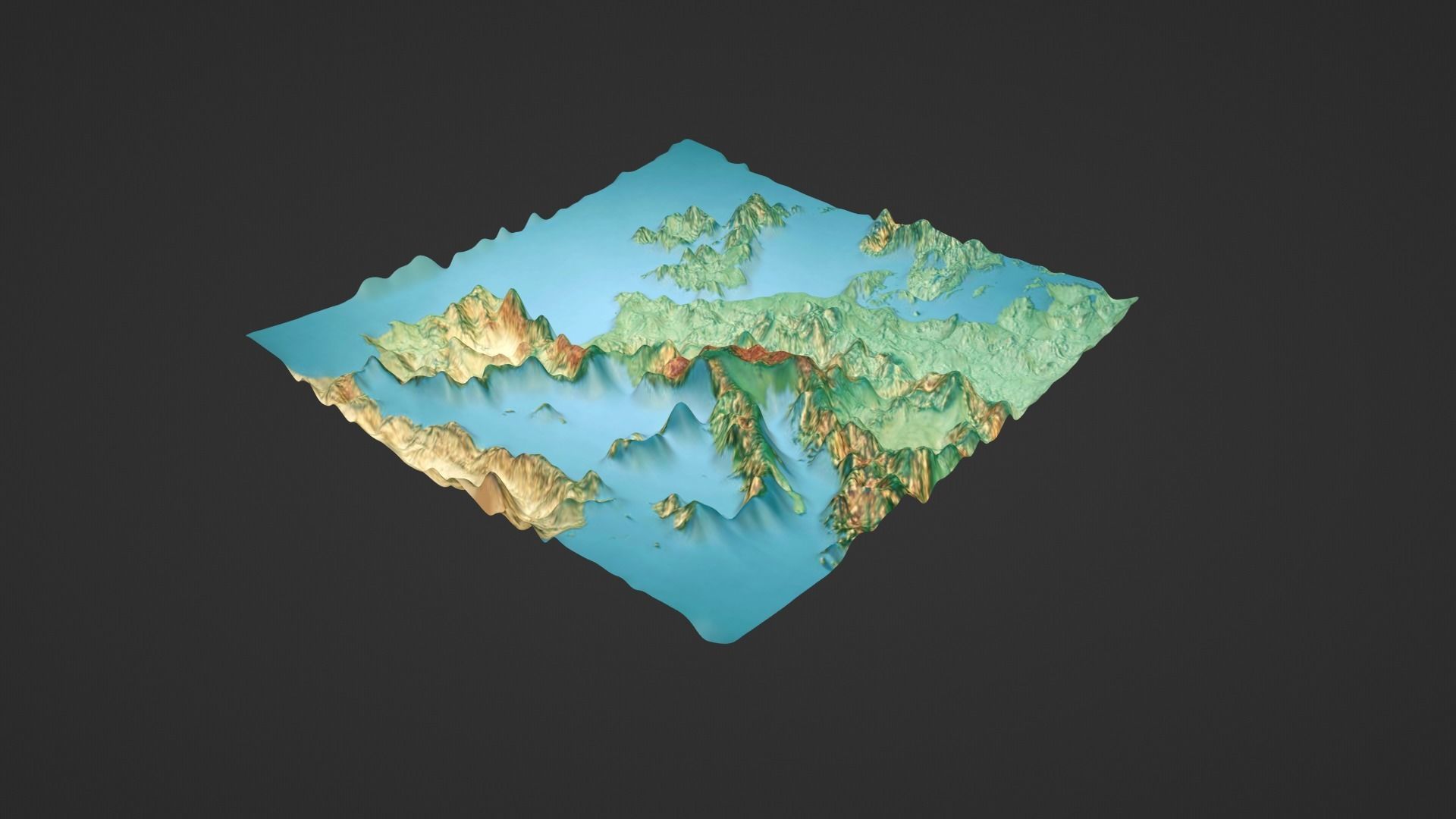 Western Europe Map Topography Low-poly 3D model_2