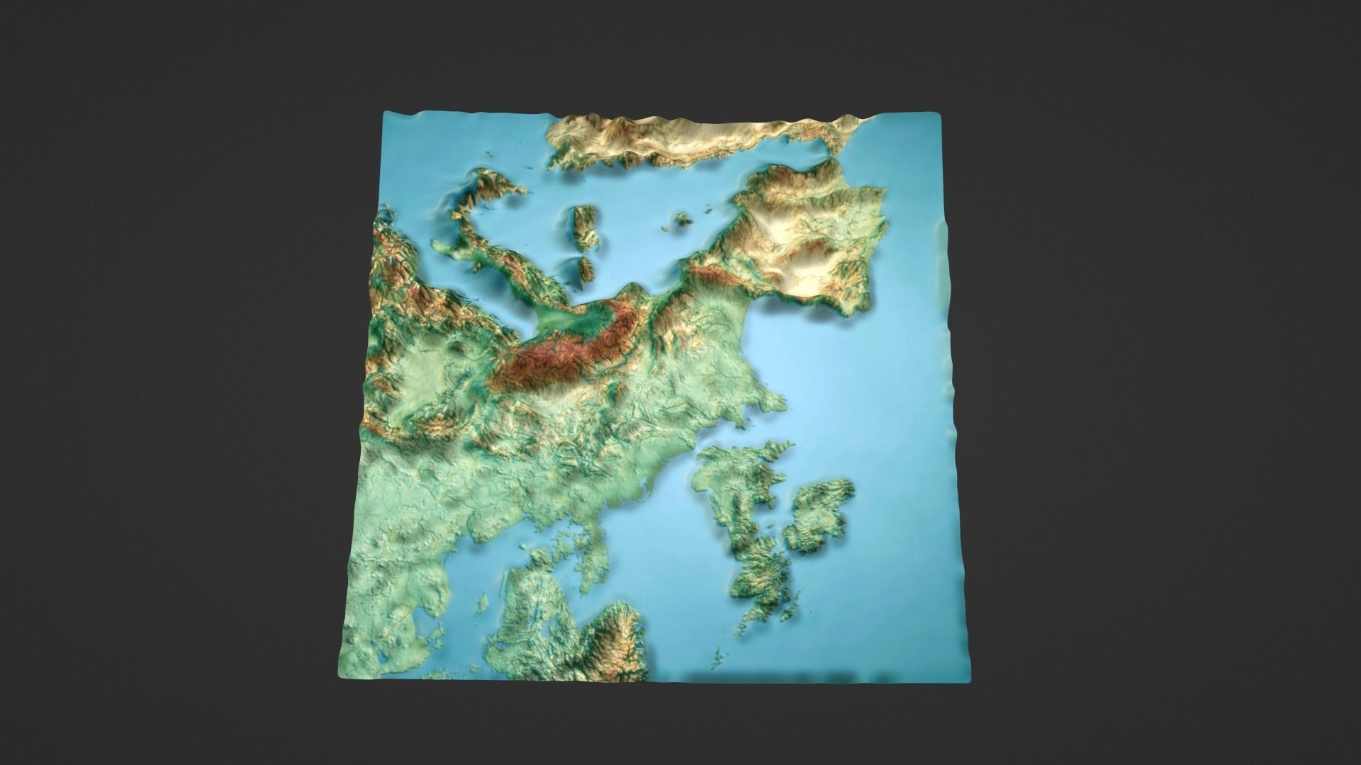 Western Europe Map Topography Low-poly 3D model_7