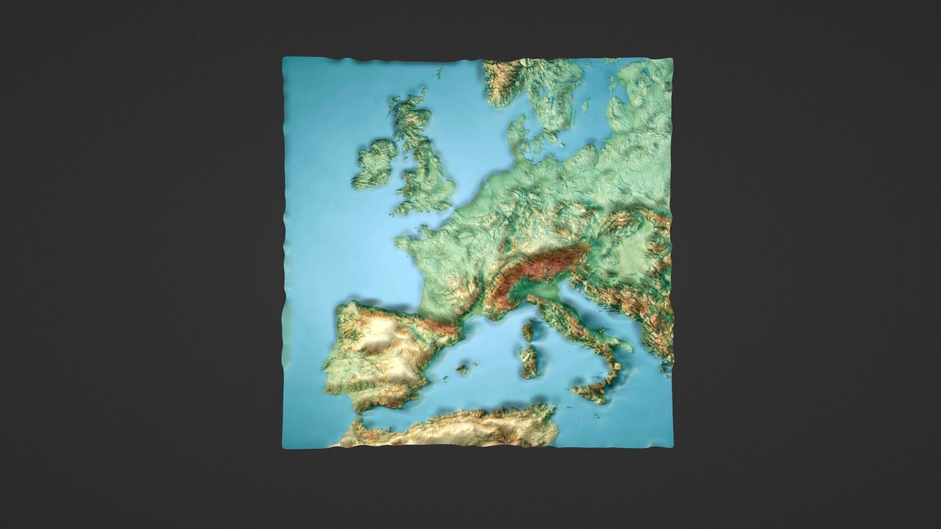 Western Europe Map Topography Low-poly 3D model_3