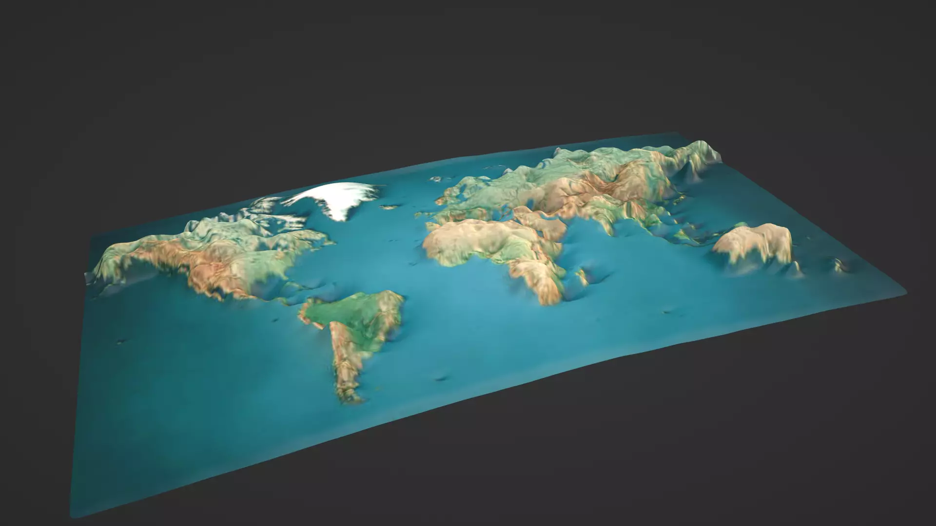 World Map Topography Low-poly 3D model_0