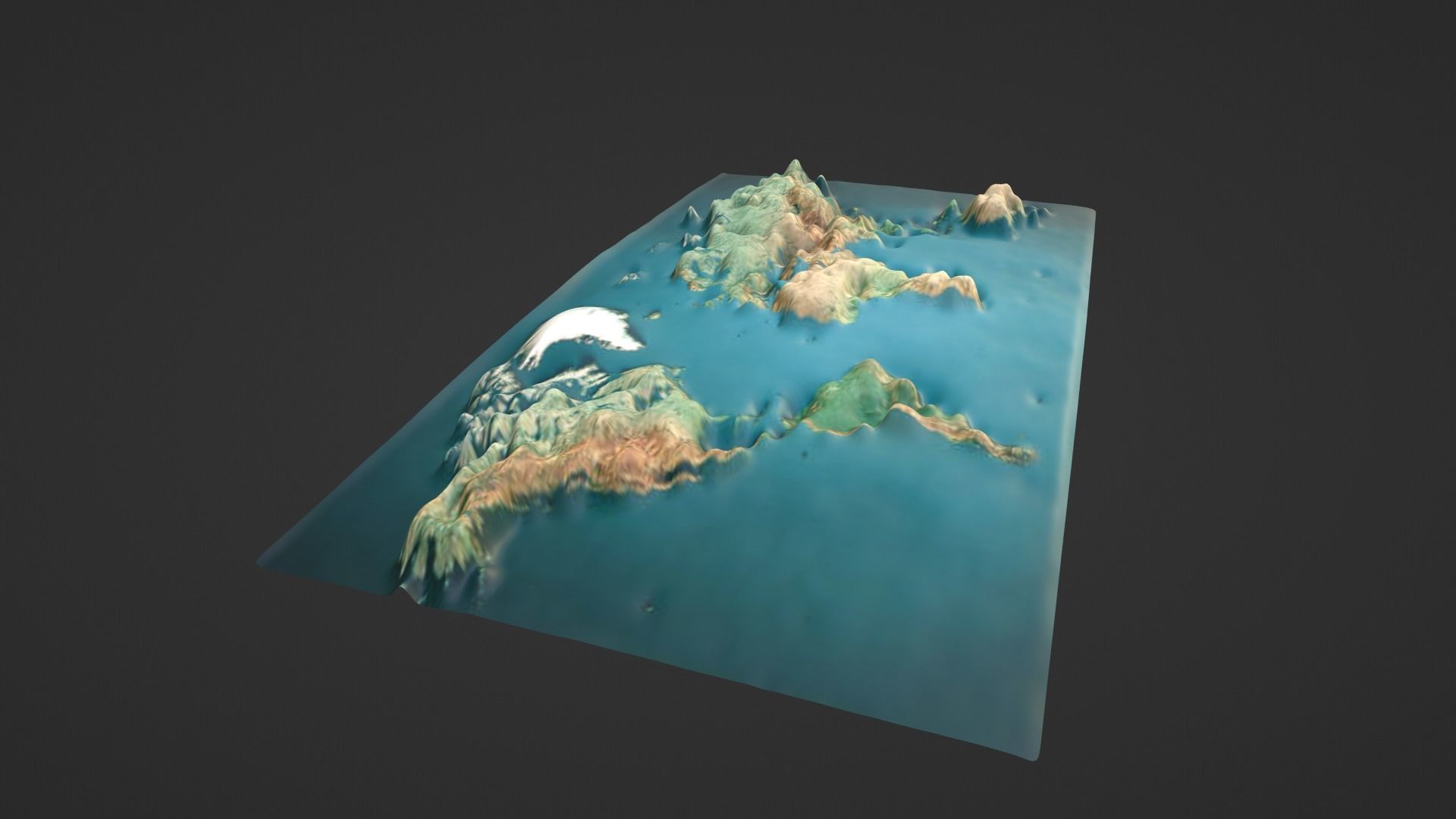 World Map Topography Low-poly 3D model_4