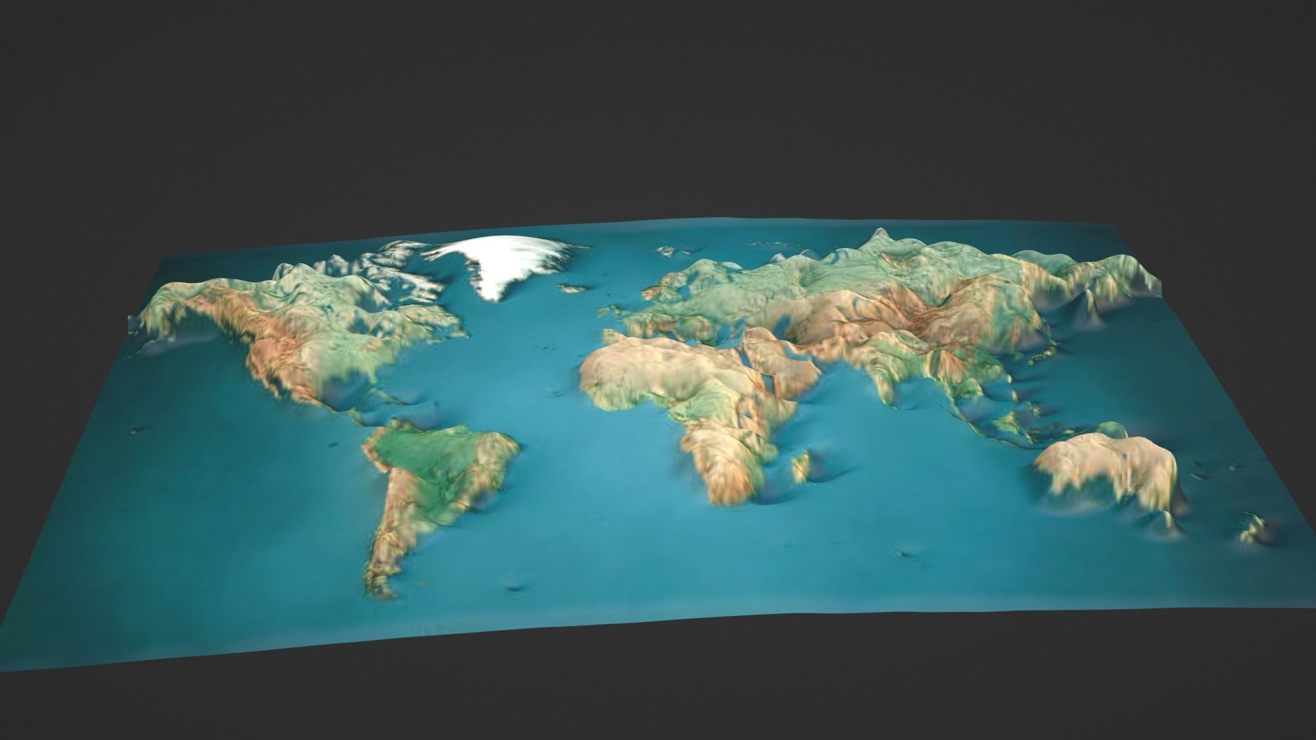 World Map Topography Low-poly 3D model_6