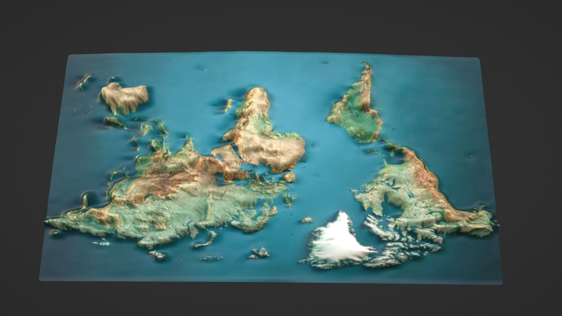 World Map Topography Low-poly 3D model_7