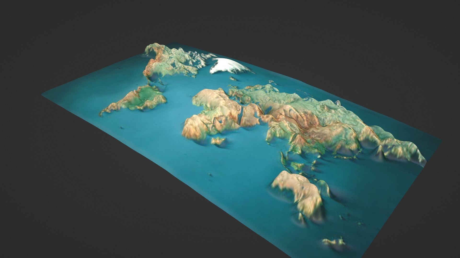 World Map Topography Low-poly 3D model_2