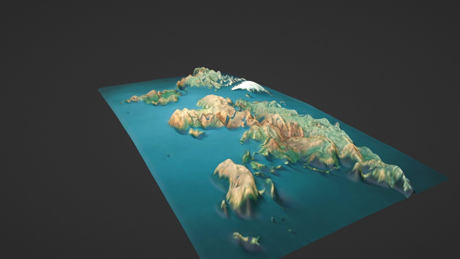 World Map Topography Low-poly 3D model_5