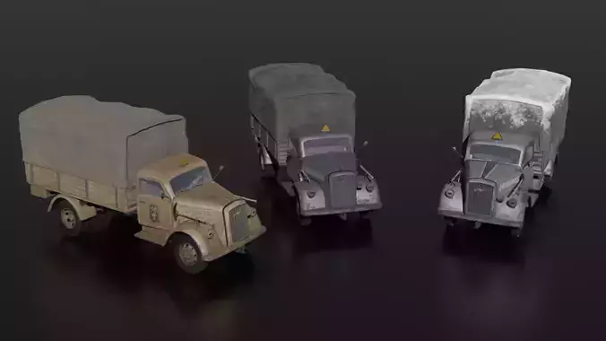 Opel Blitz WWII - Rigged with interior Low-poly 3D model