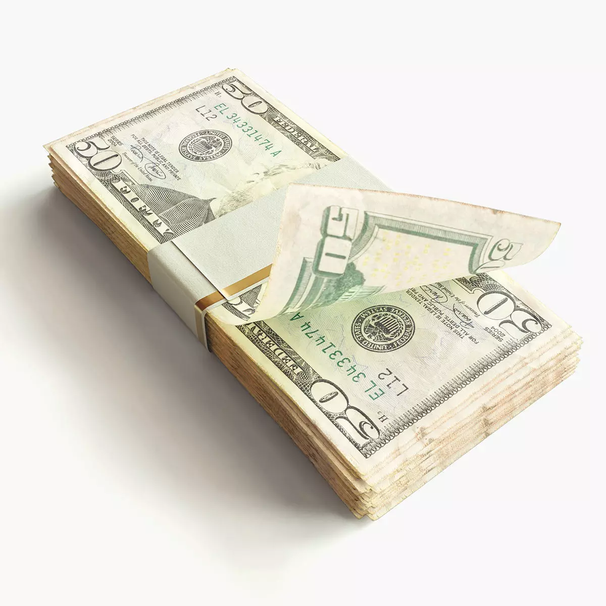 Cash Bundle US Dollar 3D model_0