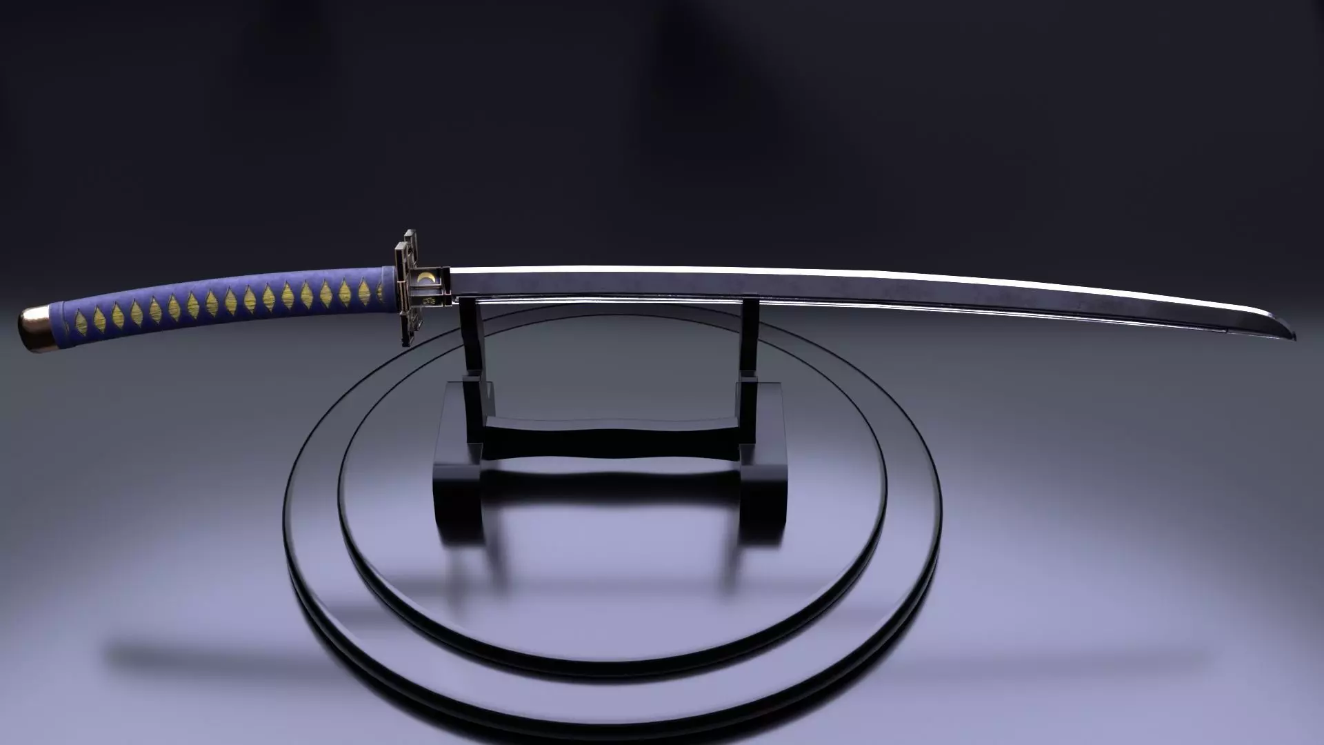 Low poly Katana  Low-poly 3D model_0