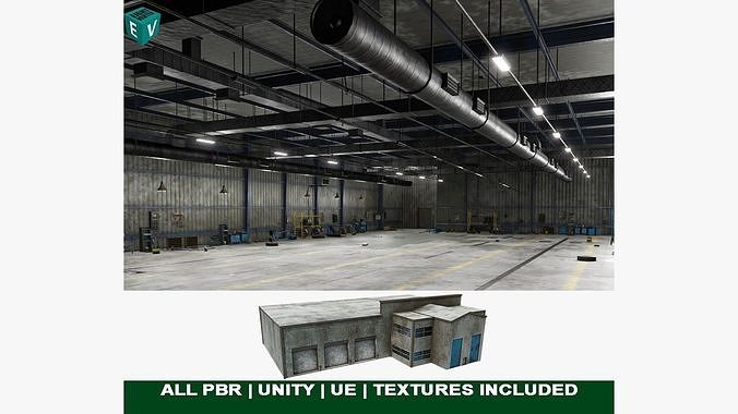 Old Dirty Workshop Exterior Interior All PBR Unity UE Textures  Low-poly 3D model