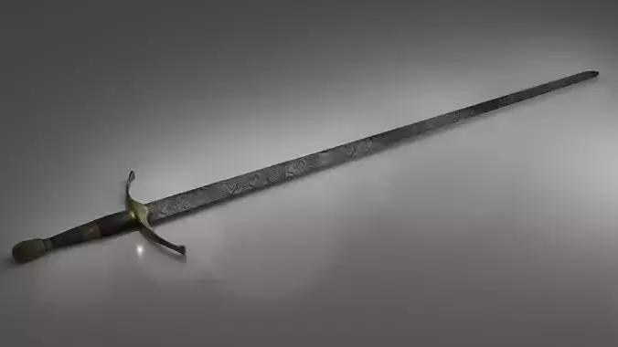 Crusader Damascus Blade Low-poly 3D model
