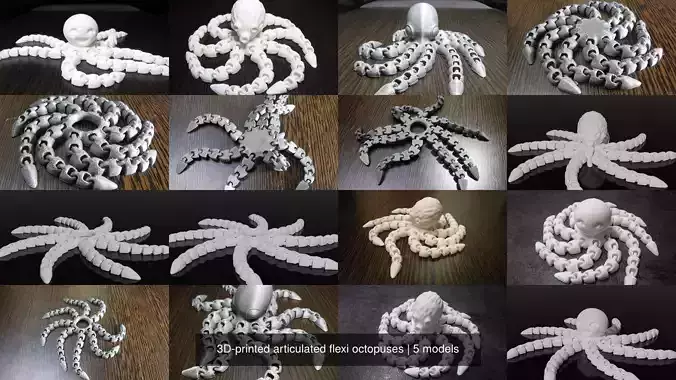3D-printed articulated flexi octopuses