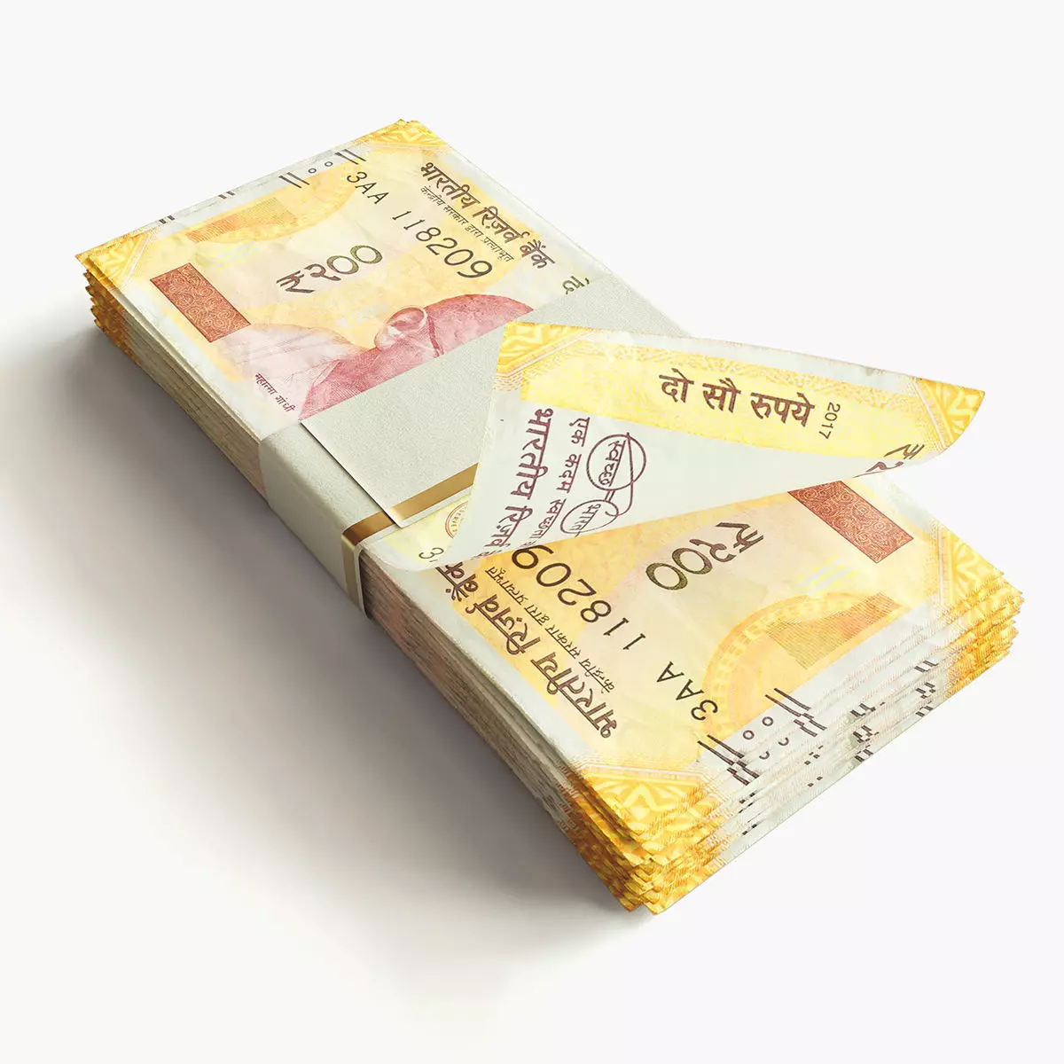 Cash Bundle India Rupee 3D model_0