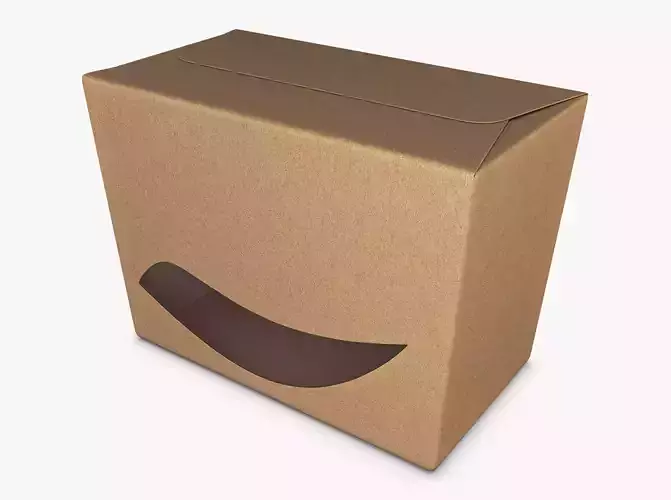 Package Cardboard Trapezoid Box With Window M 1 3D model