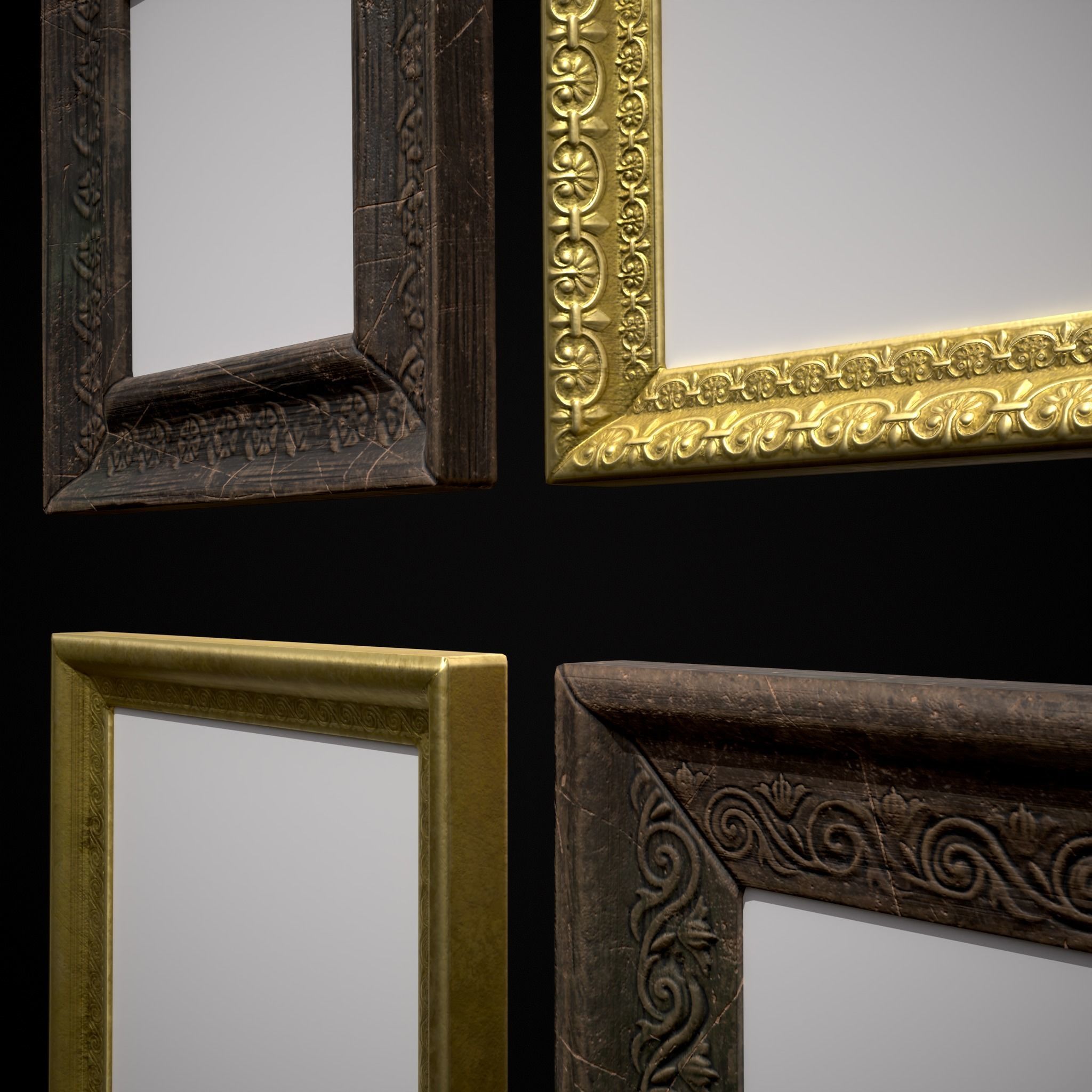 Decorative Painting Frames Low-poly 3D model_11