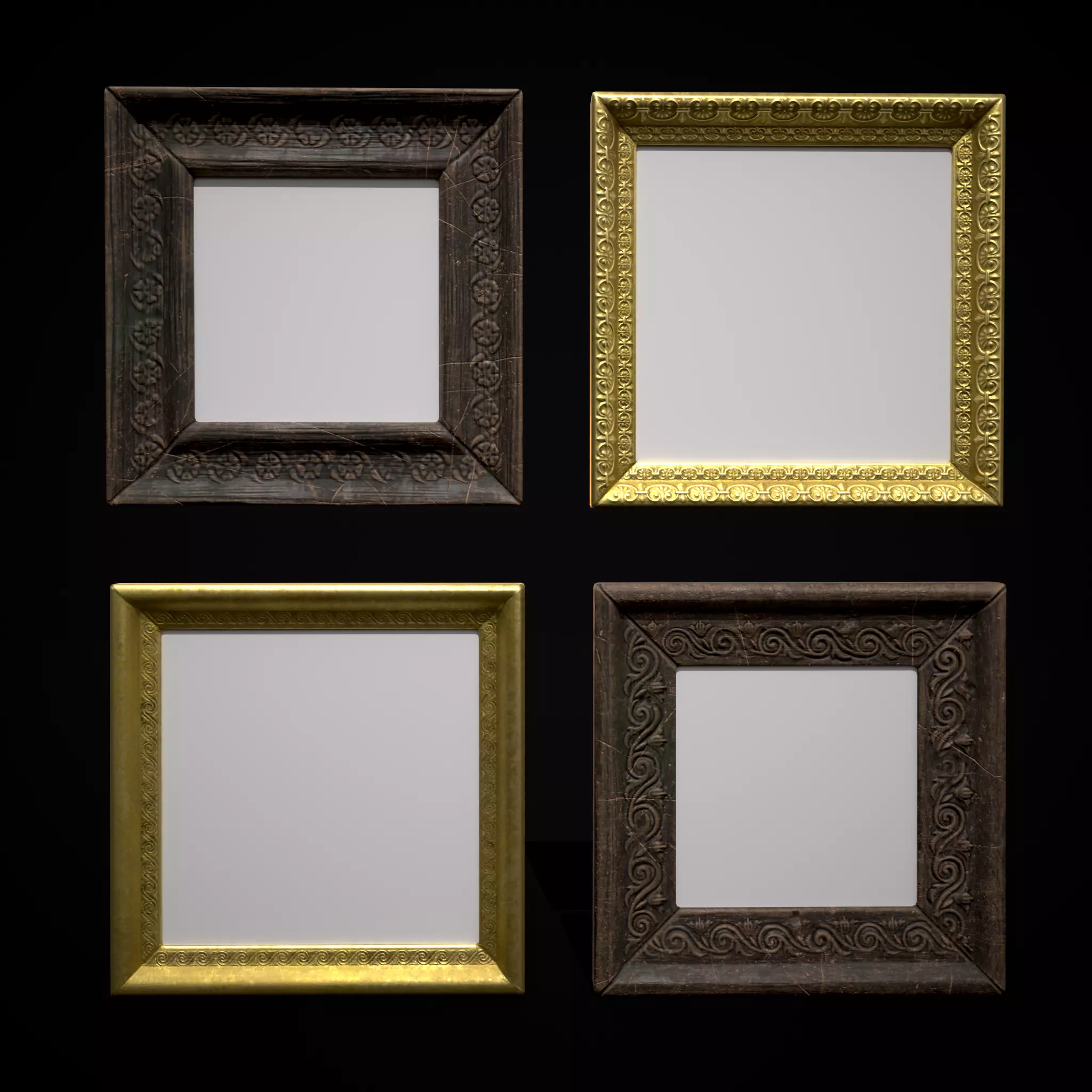 Decorative Painting Frames Low-poly 3D model_0