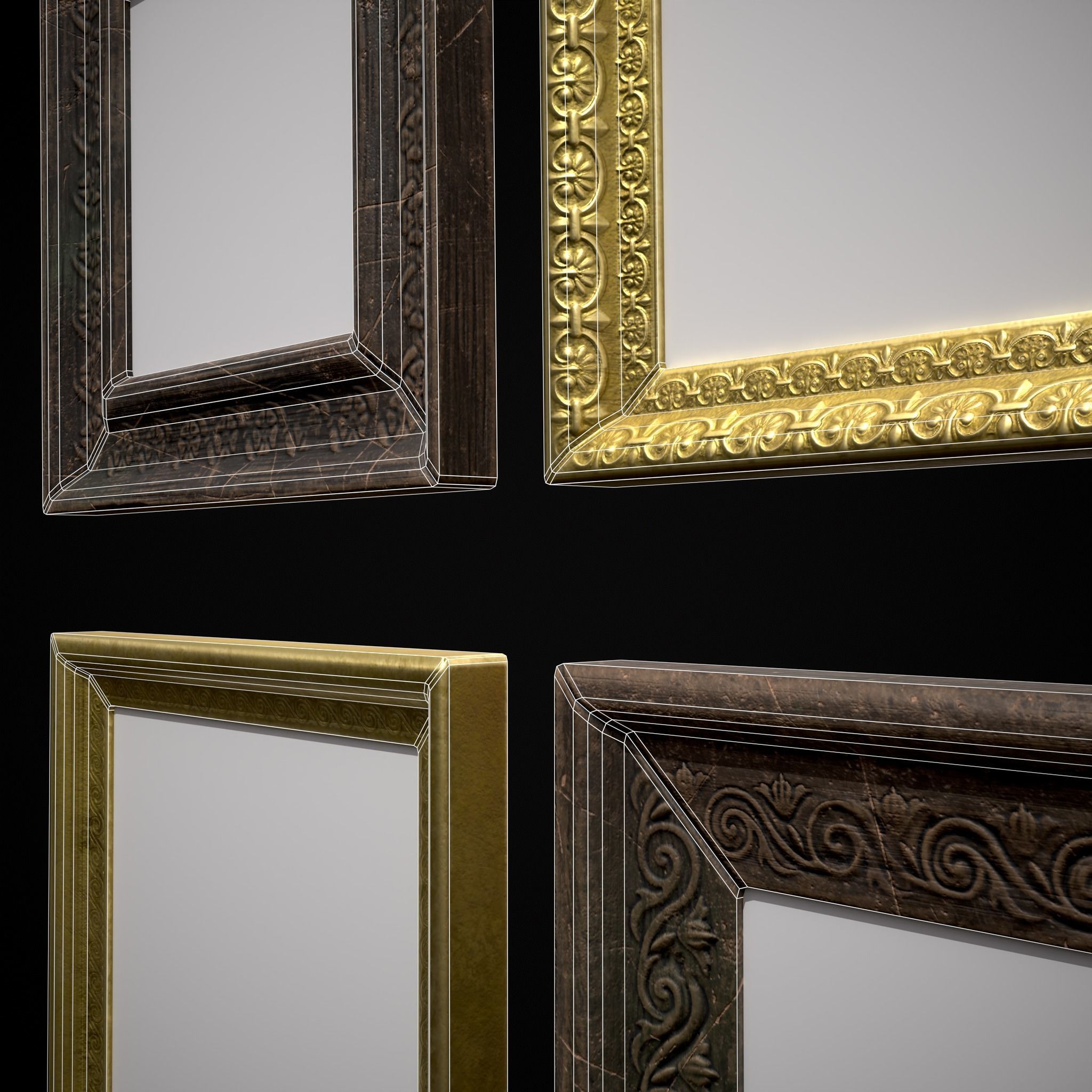 Decorative Painting Frames Low-poly 3D model_12