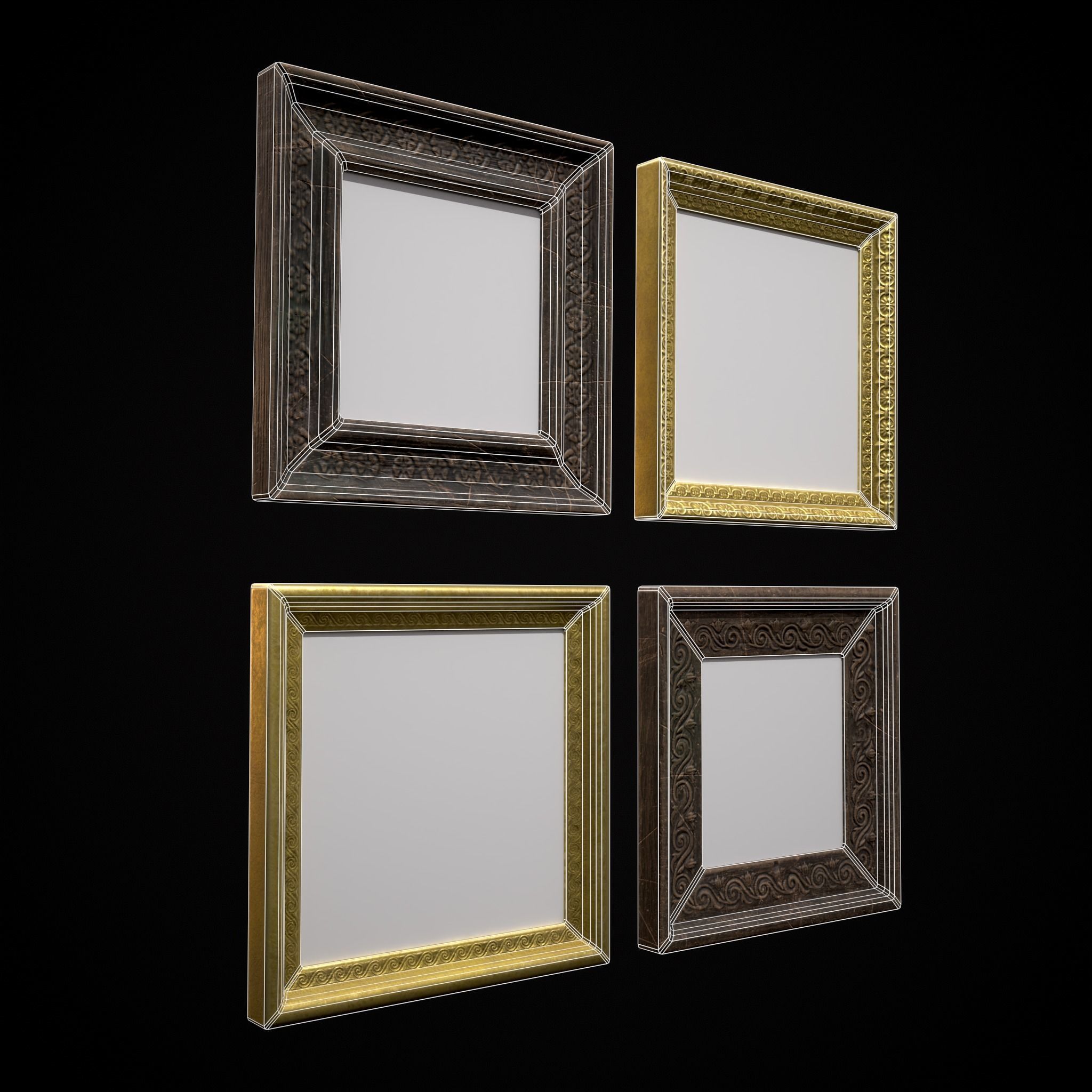 Decorative Painting Frames Low-poly 3D model_4