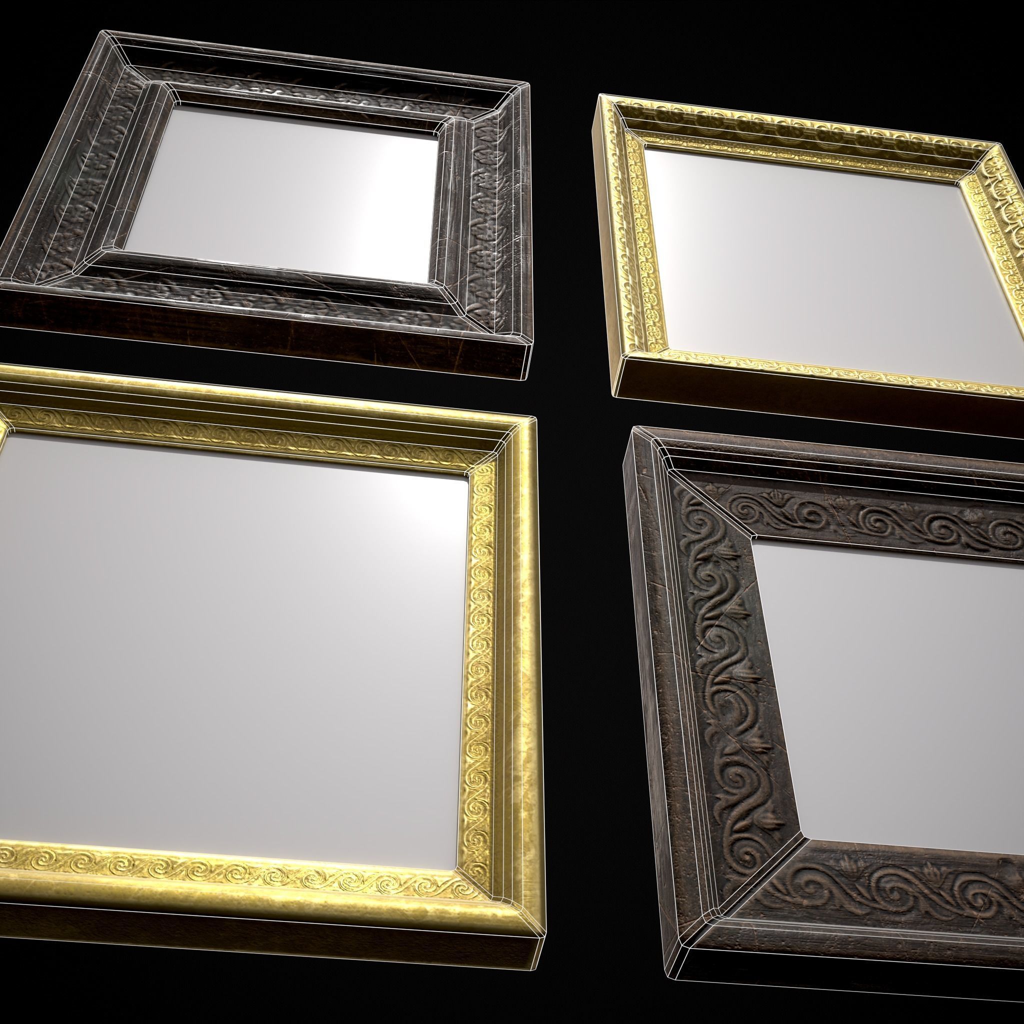 Decorative Painting Frames Low-poly 3D model_14