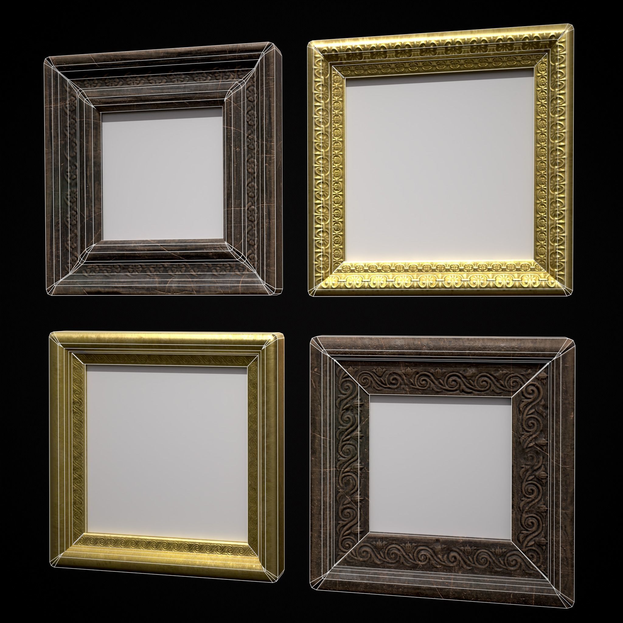 Decorative Painting Frames Low-poly 3D model_24
