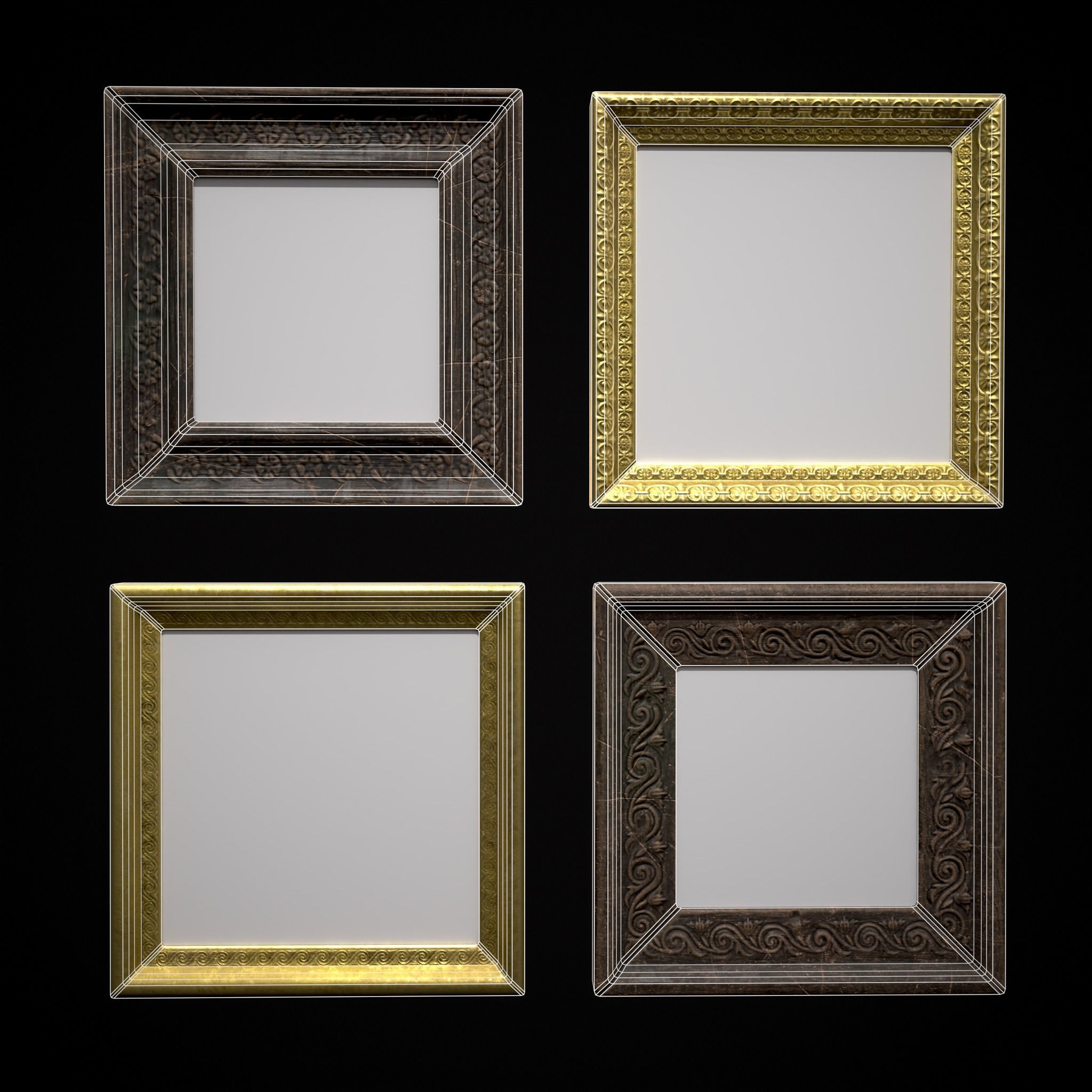 Decorative Painting Frames Low-poly 3D model_2
