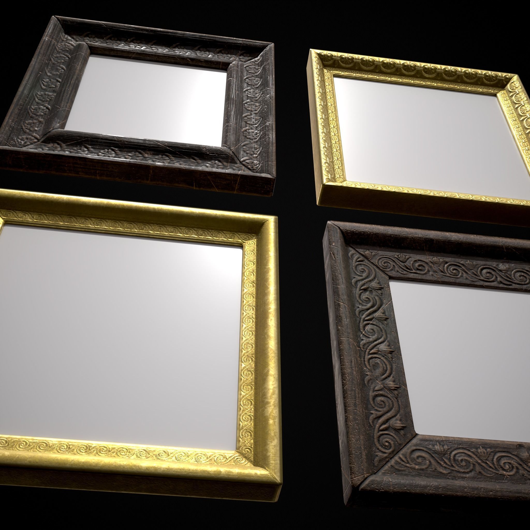 Decorative Painting Frames Low-poly 3D model_13