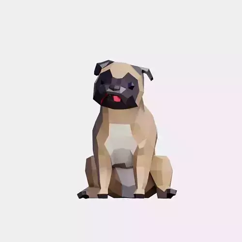 Low Poly Pug Dog Low-poly 3D model