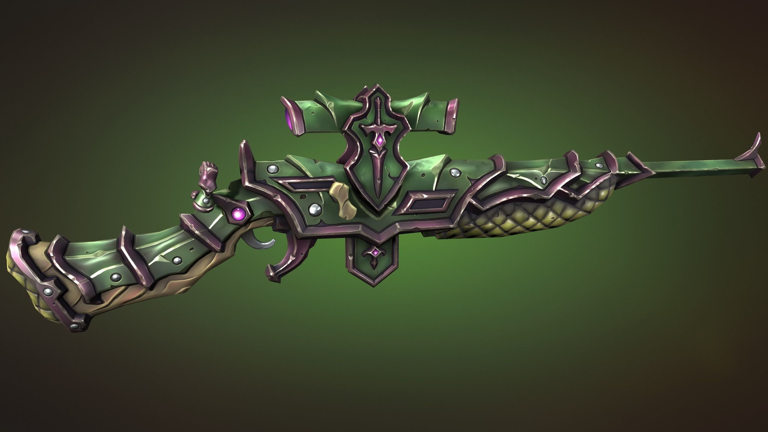 Knight sniper rifle Low-poly 3D model_5