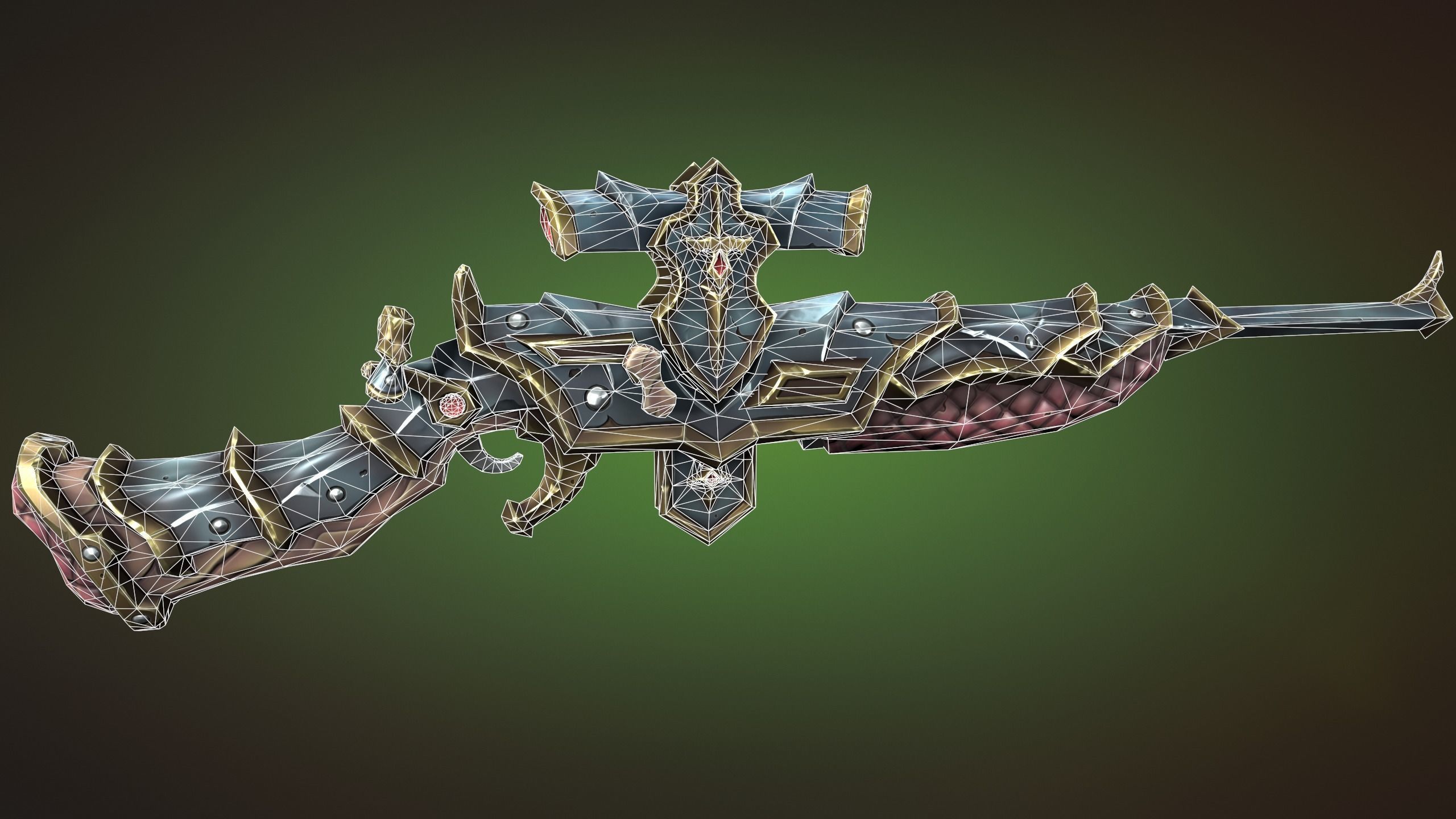 Knight sniper rifle Low-poly 3D model_1