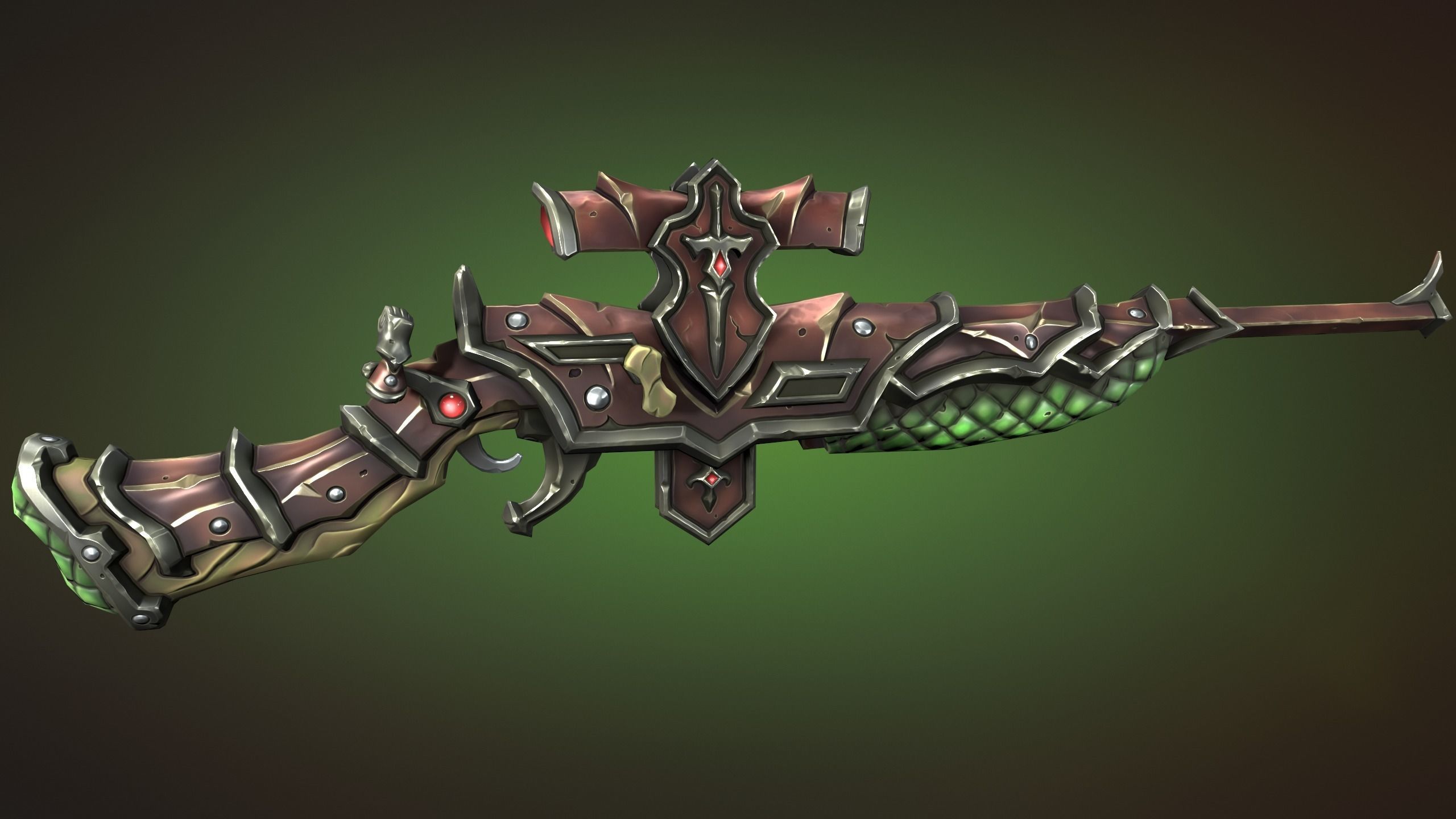 Knight sniper rifle Low-poly 3D model_8