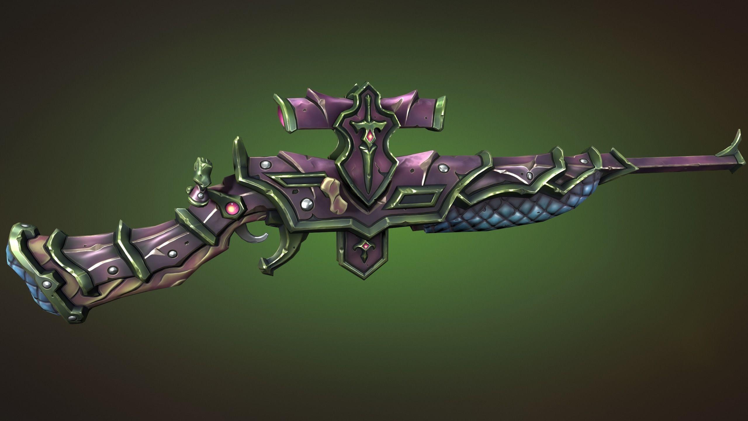 Knight sniper rifle Low-poly 3D model_7