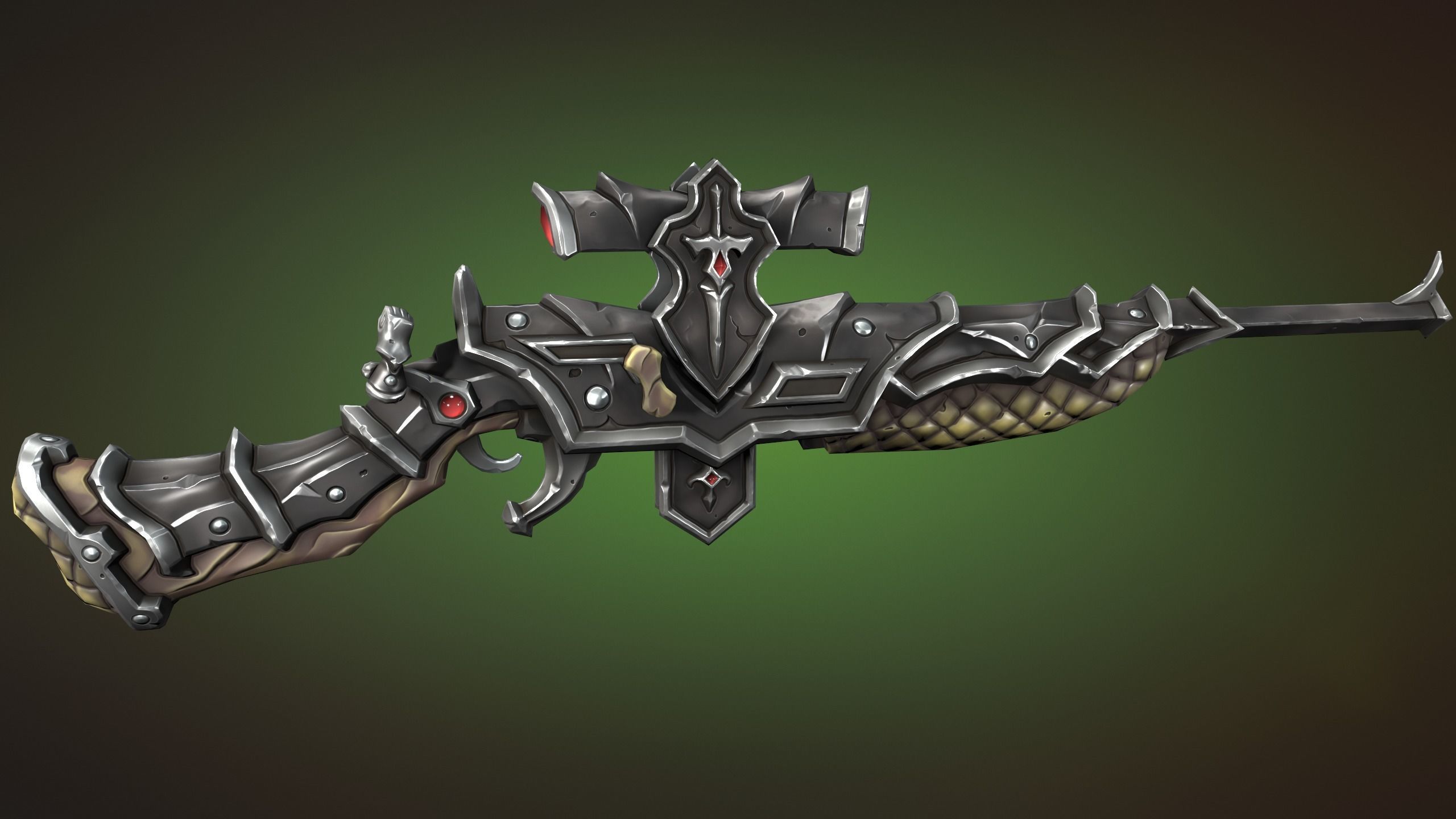 Knight sniper rifle Low-poly 3D model_9