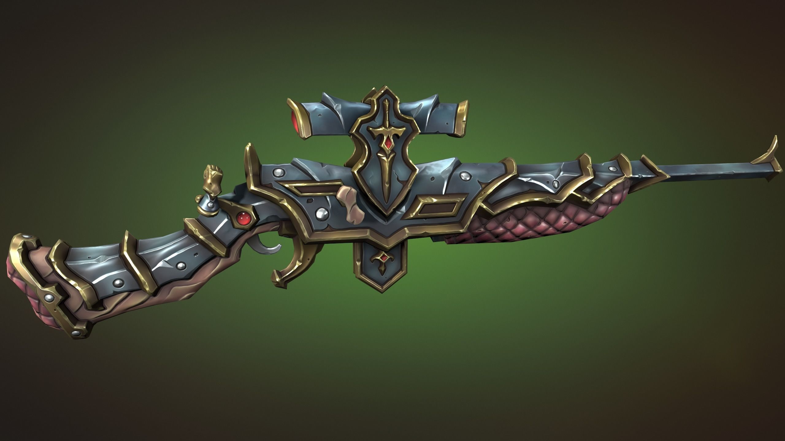 Knight sniper rifle Low-poly 3D model_2