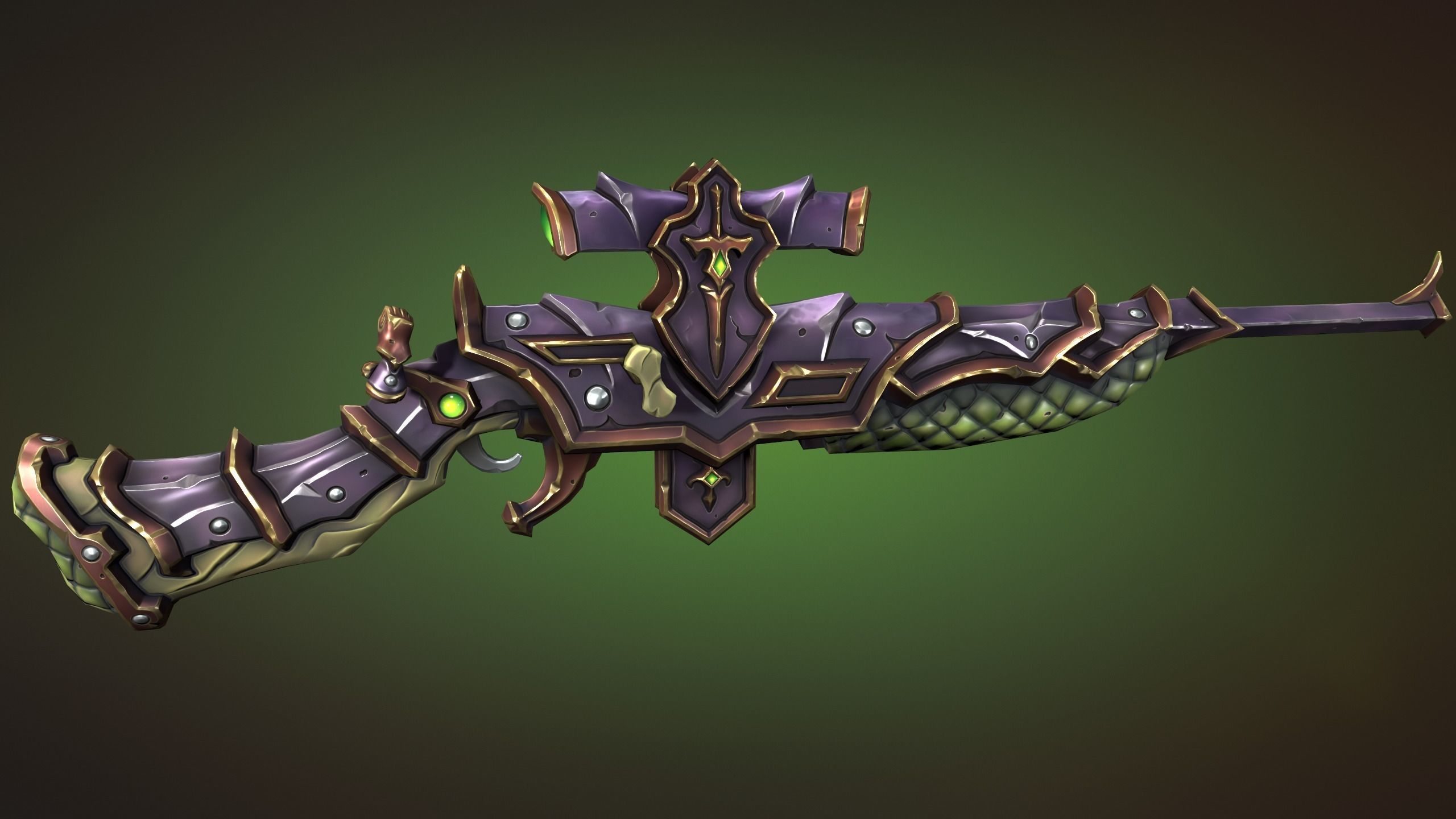 Knight sniper rifle Low-poly 3D model_3