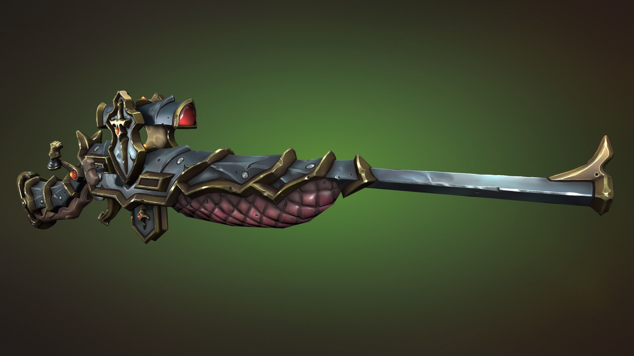 Knight sniper rifle Low-poly 3D model_10