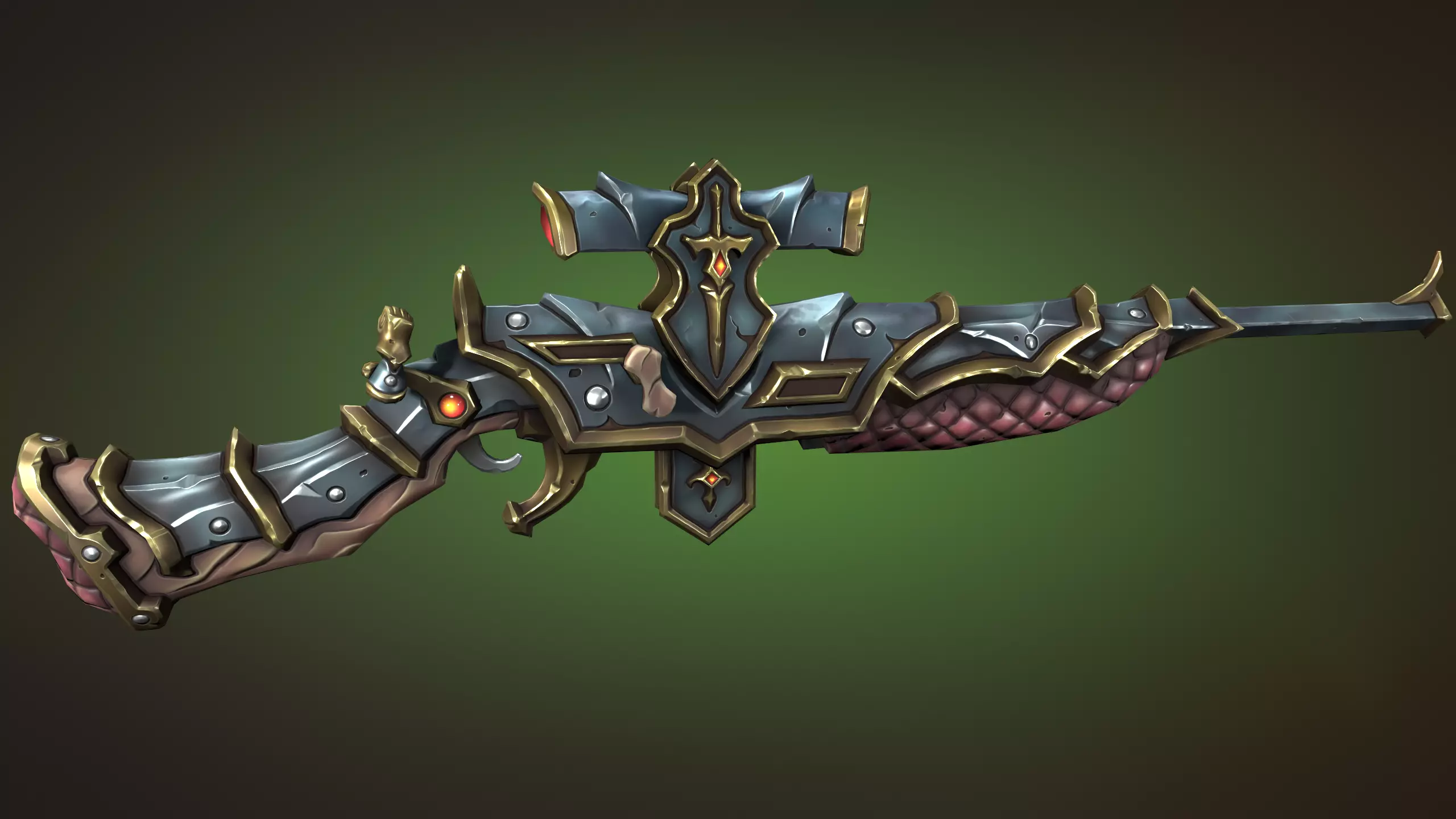 Knight sniper rifle Low-poly 3D model_0