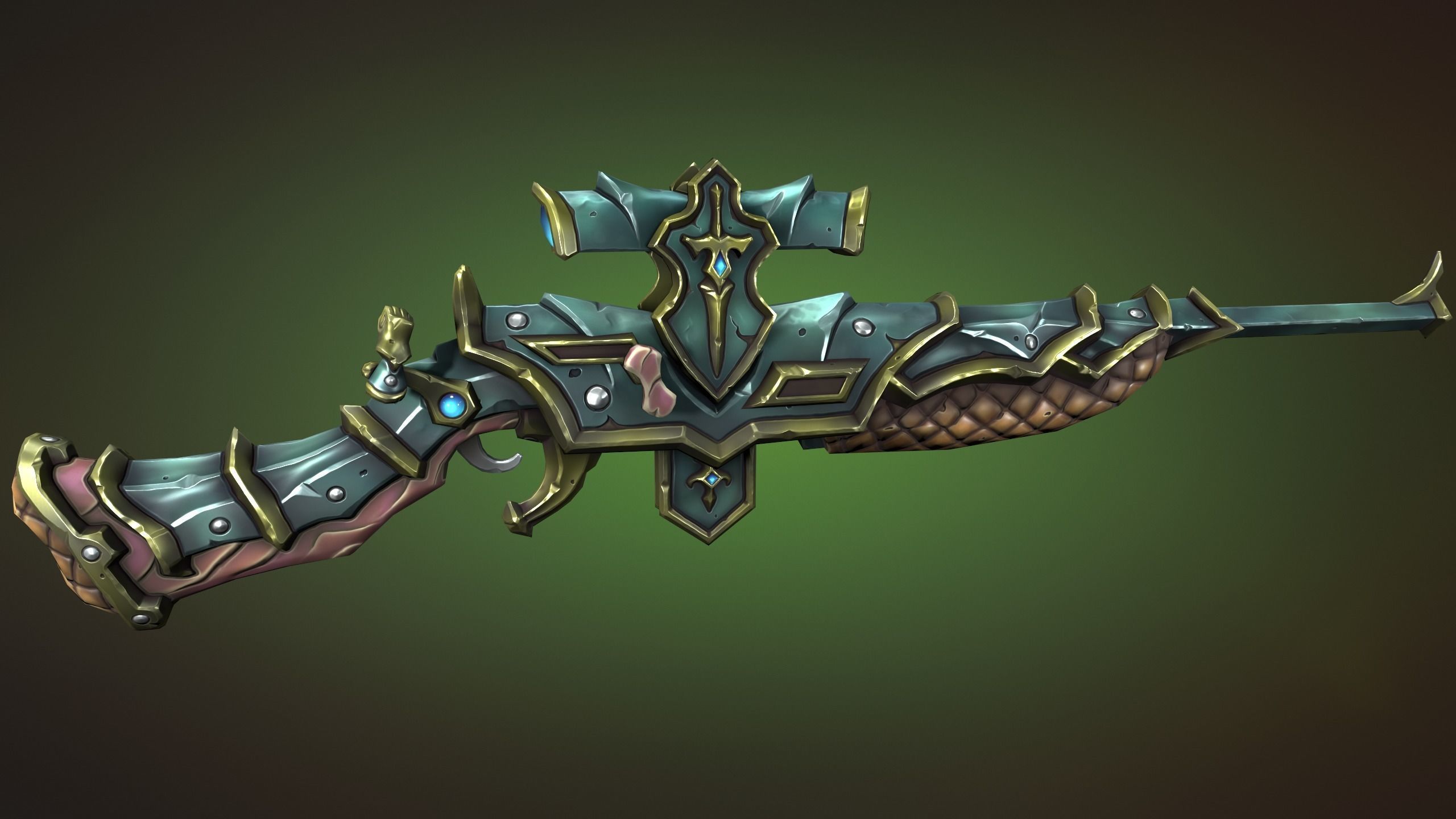 Knight sniper rifle Low-poly 3D model_4