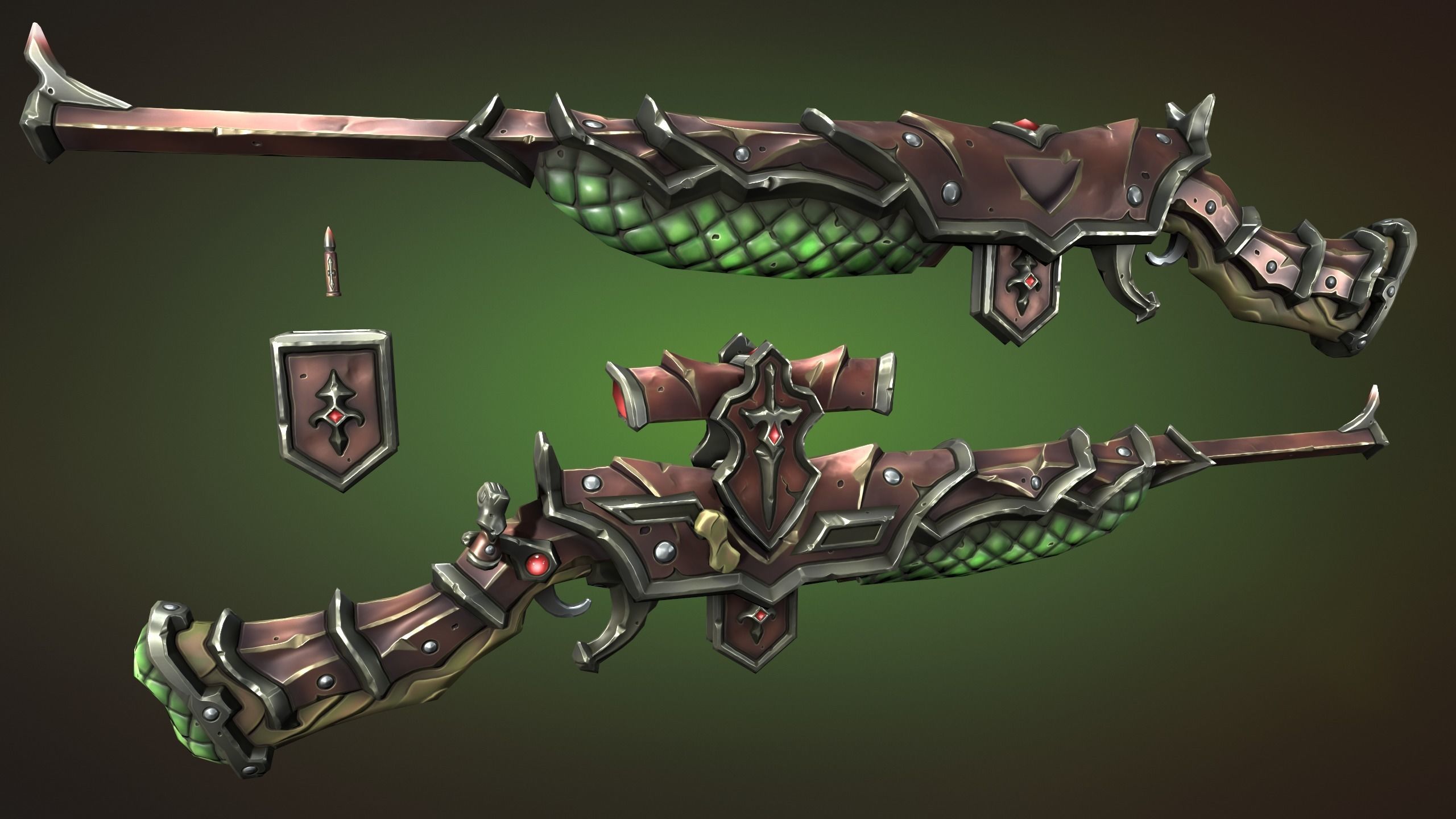 Knight sniper rifle Low-poly 3D model_14