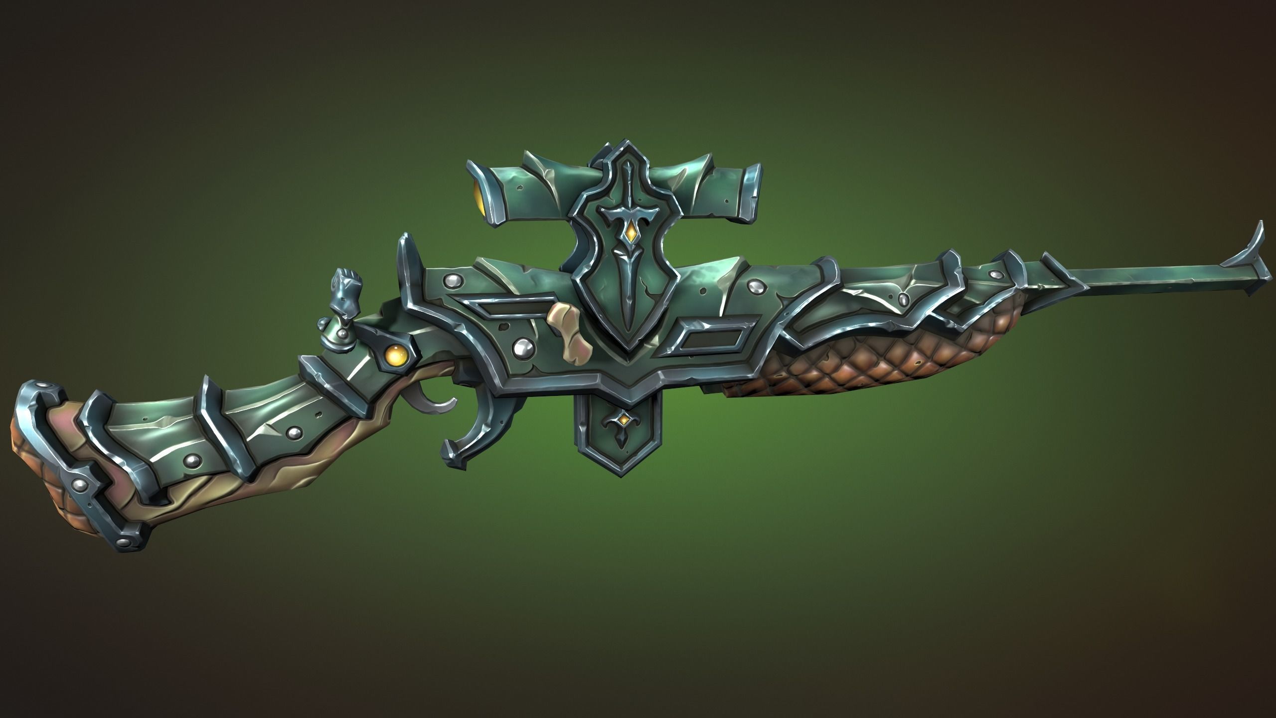 Knight sniper rifle Low-poly 3D model_6